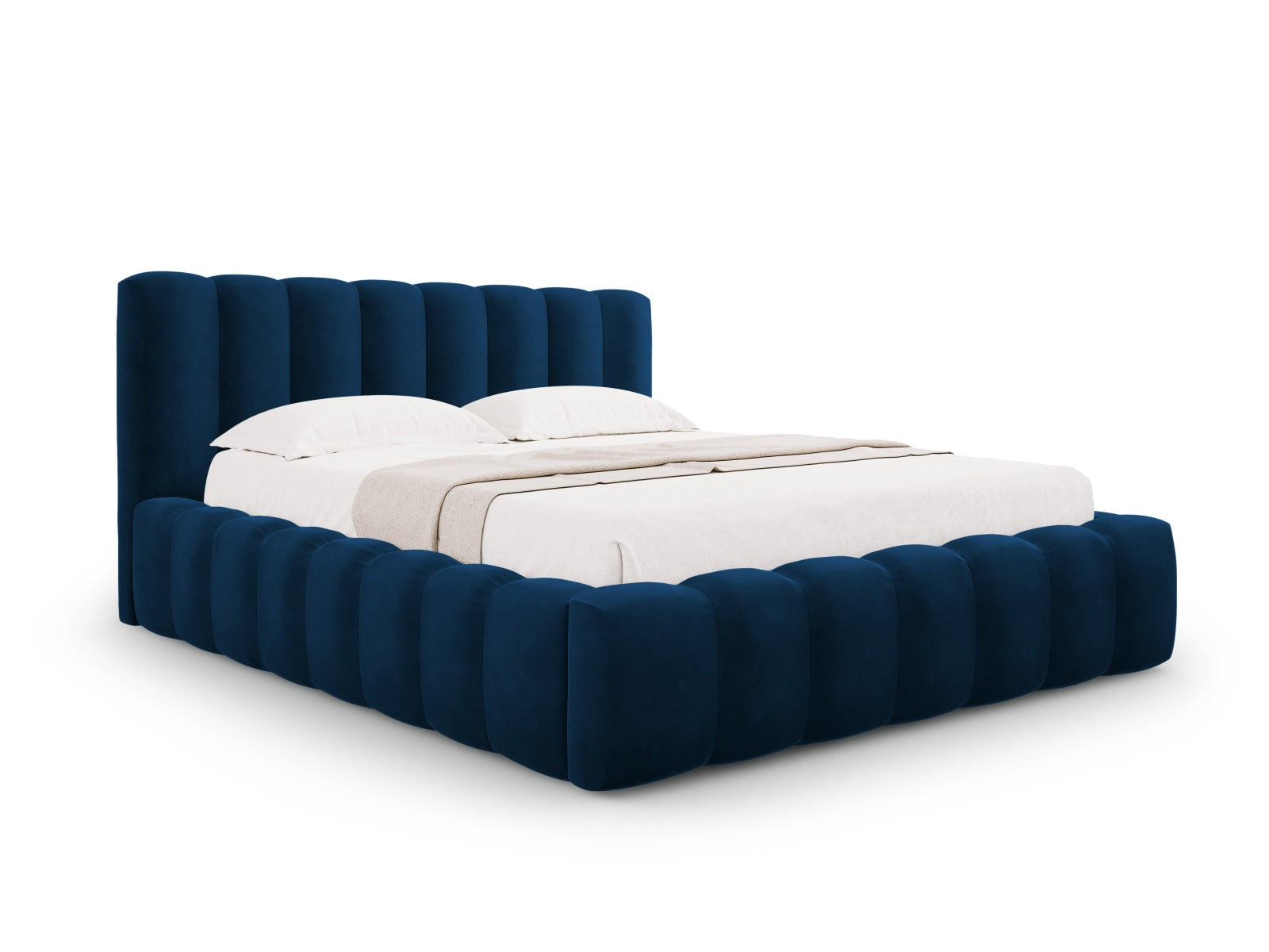 Palma Bett mit Stauraum mit Kopfteil 200cm in Royal Blue-Bluvel präsentiert im Onlineshop von KAQTU Design AG. Bett ist von Cosmopolitan Design