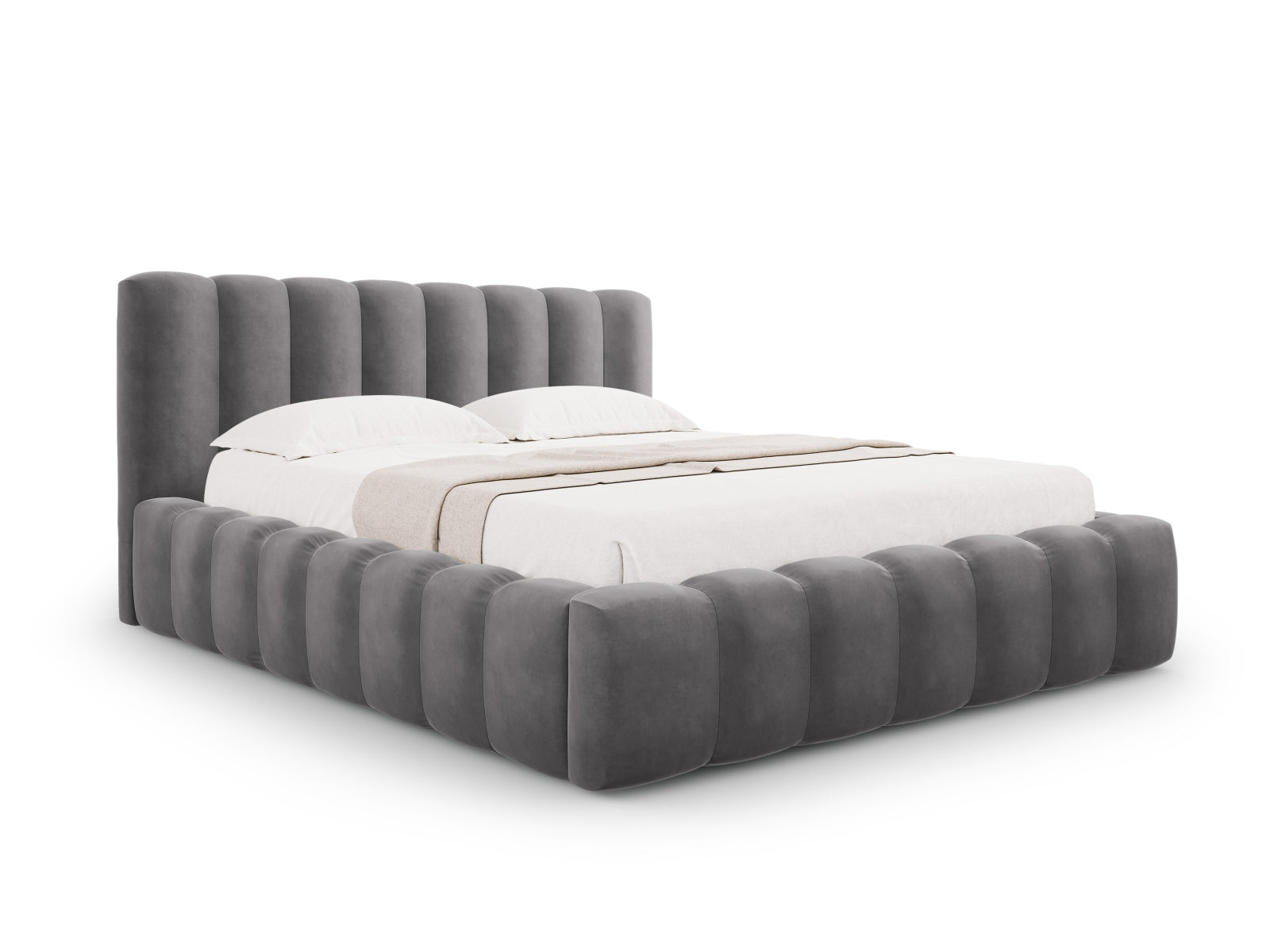 Palma Bett mit Stauraum mit Kopfteil 200cm in Grey-Bluvel präsentiert im Onlineshop von KAQTU Design AG. Bett ist von Cosmopolitan Design