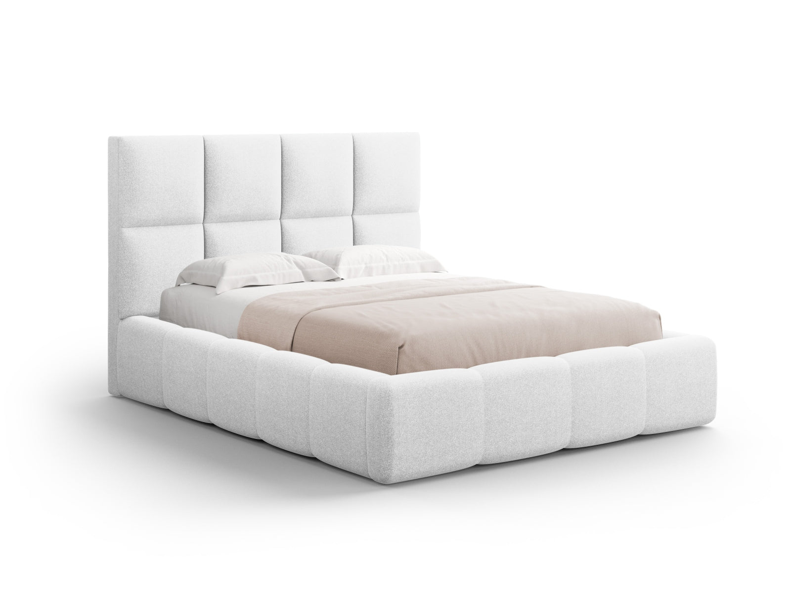 Livigno Bett mit Stauraum mit Kopfteil 200cm in Cold Light Grey präsentiert im Onlineshop von KAQTU Design AG. Bett ist von Cosmopolitan Design