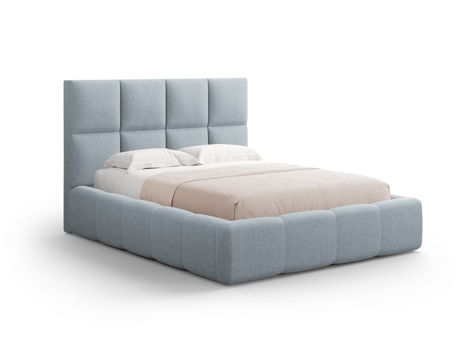 Livigno Bett mit Stauraum mit Kopfteil 200cm in Light Blue präsentiert im Onlineshop von KAQTU Design AG. Bett ist von Cosmopolitan Design