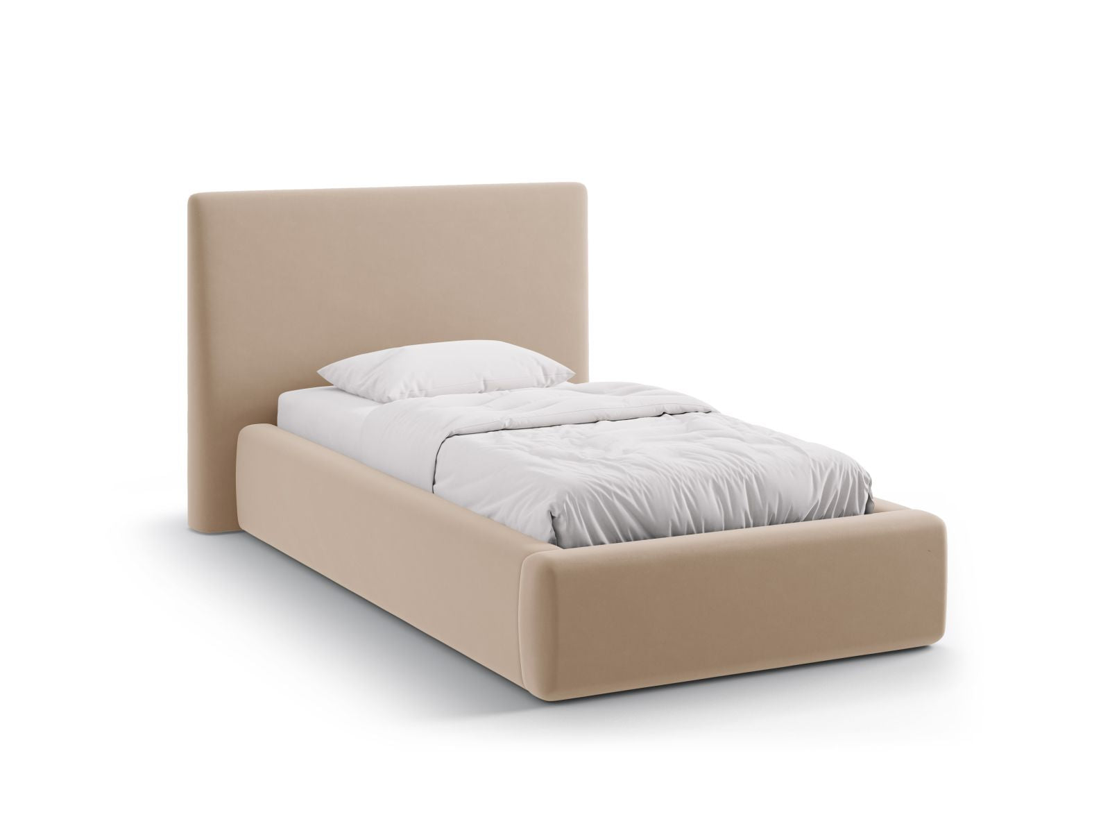 Asti Bett mit Stauraum mit Kopfteil 90cm in Almond Beige-Magic Velvet präsentiert im Onlineshop von KAQTU Design AG. Bett ist von Cosmopolitan Design
