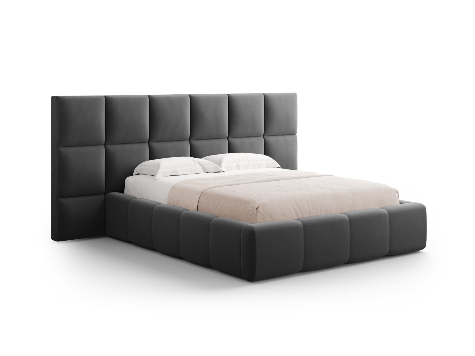 Modernes Livigno Bett mit doppeltem Kopfteil und praktischem Stauraum, 160 cm, ideal für stilvolle Schlafzimmer von Cosmopolitan Design.