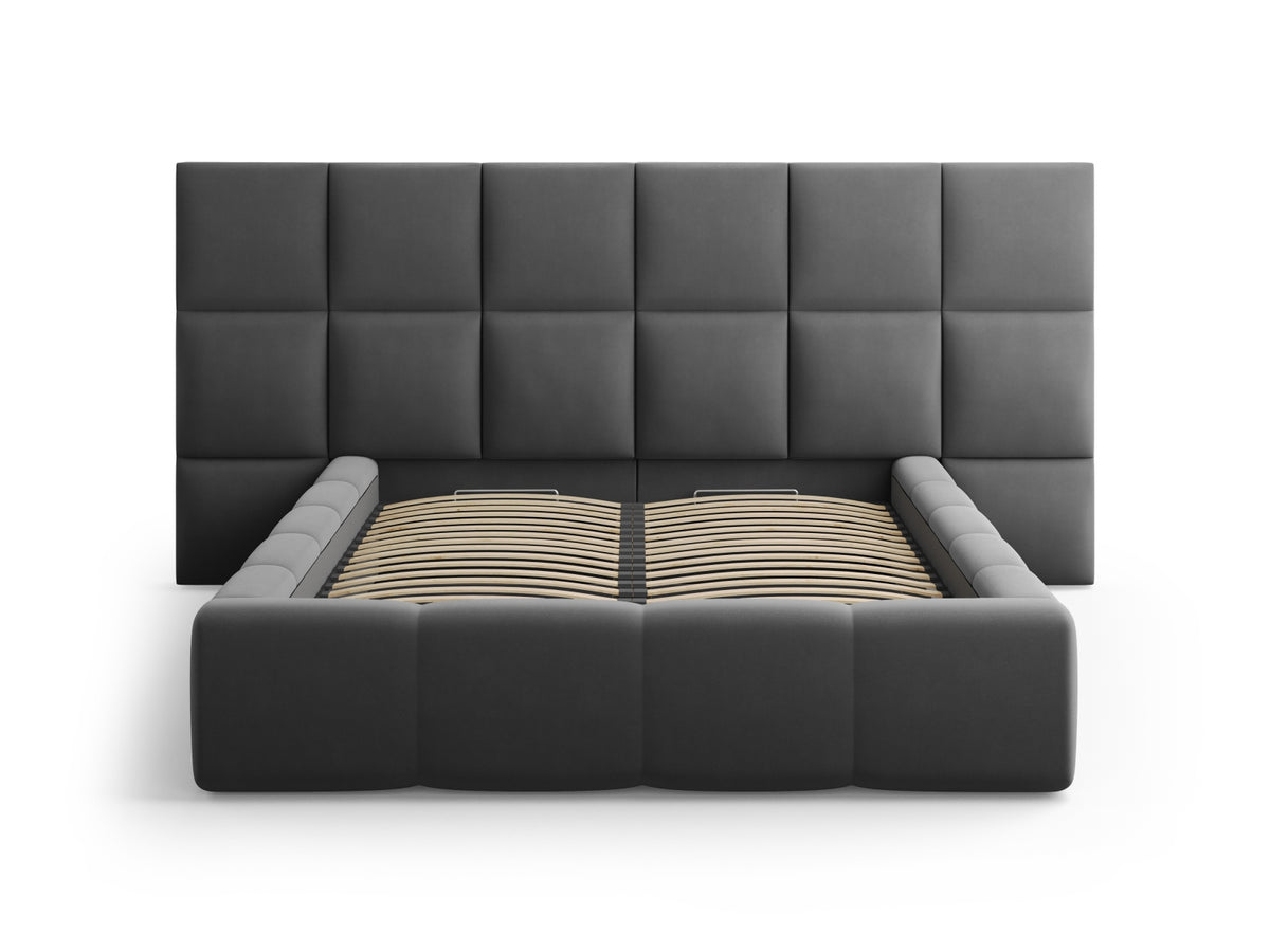 Livigno Bett mit Stauraum With Double Kopfteil 160cm in Grey-Bluvel präsentiert im Onlineshop von KAQTU Design AG. Bett ist von Cosmopolitan Design