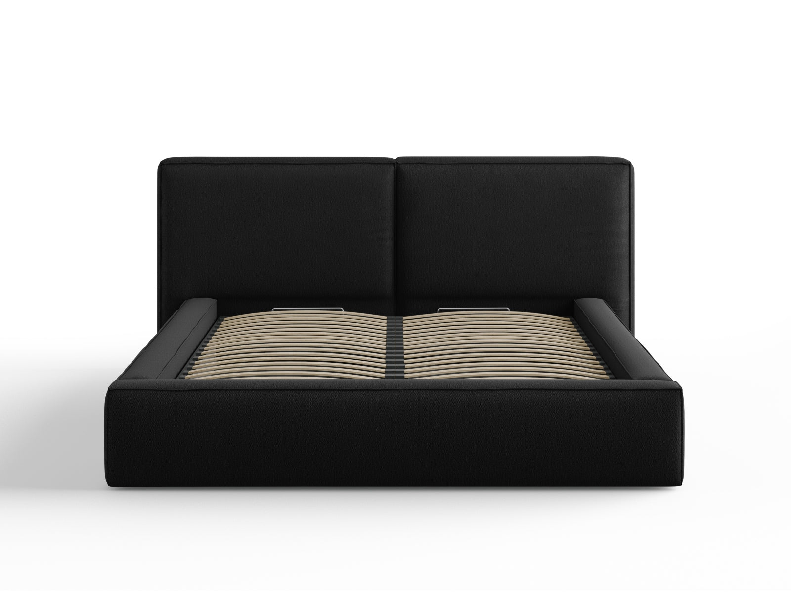 Elegantes Arendal Bett mit praktischem Stauraum und doppeltem Headboard in 160 cm Breite, ideal für stilvolle Schlafzimmer.