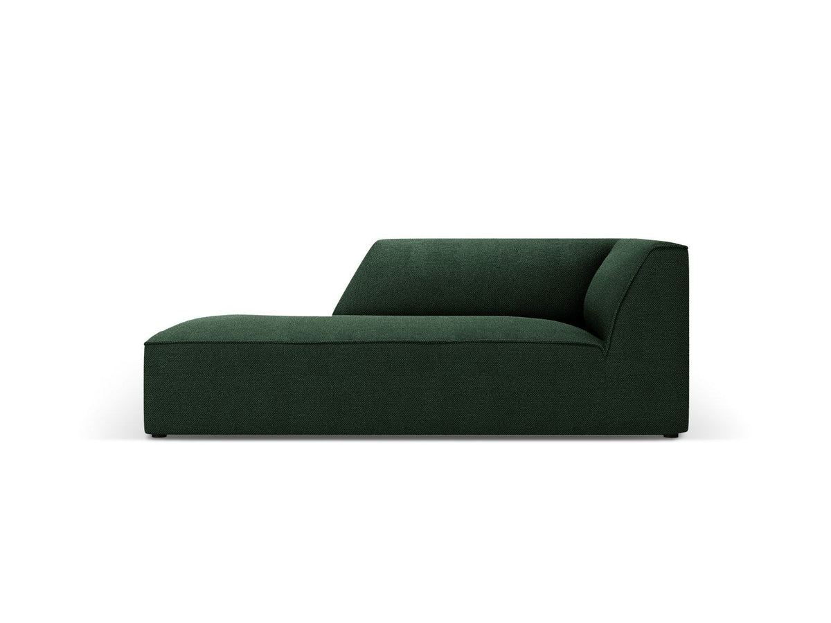Chaiselongue Siena links, 1-Sitzer 181cm, Cordstoff Scala in Light Beige, Massivholzrahmen, schwarze Kunststoffbeine, niedrige Rückenlehne.