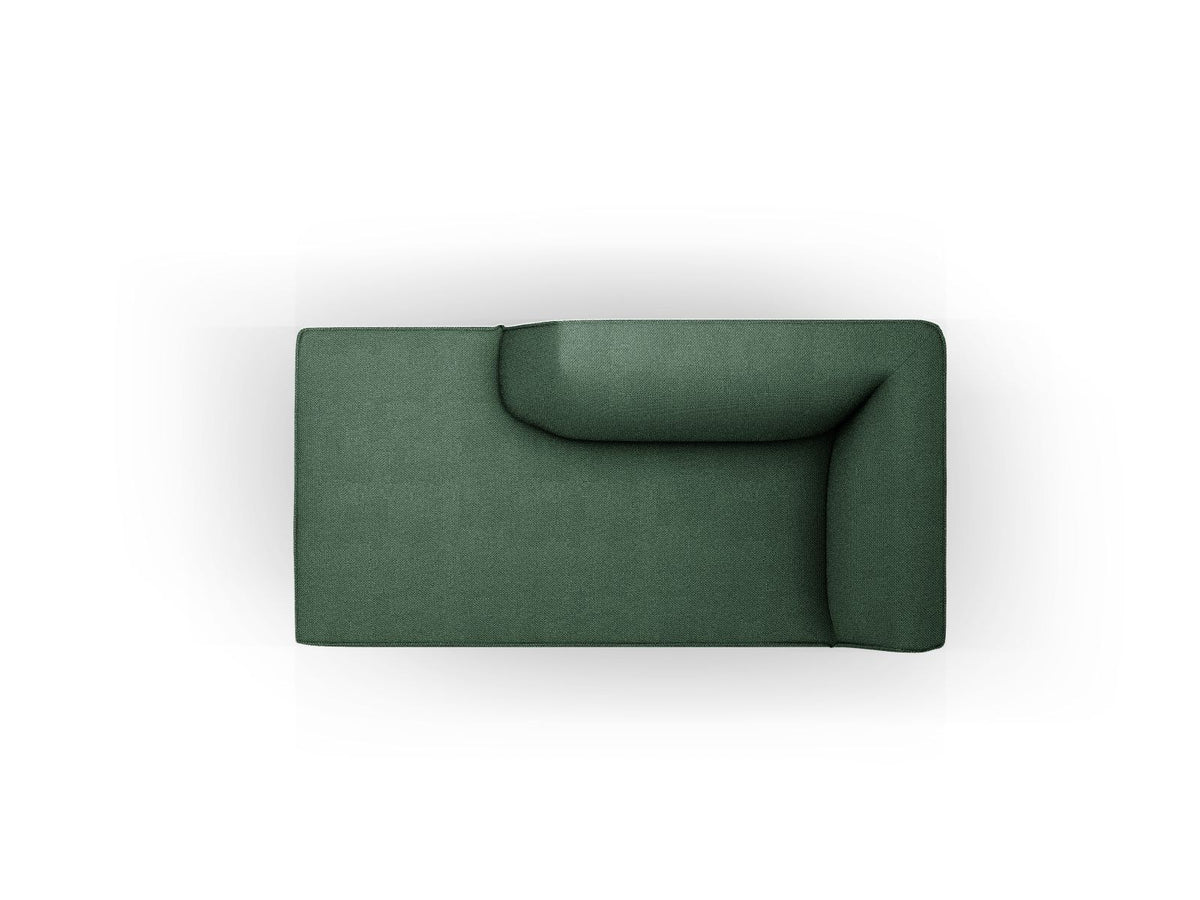 Chaiselongue Siena links, 1-Sitzer 181cm, Cordstoff Scala in Light Beige, Massivholzrahmen, schwarze Kunststoffbeine, niedrige Rückenlehne.