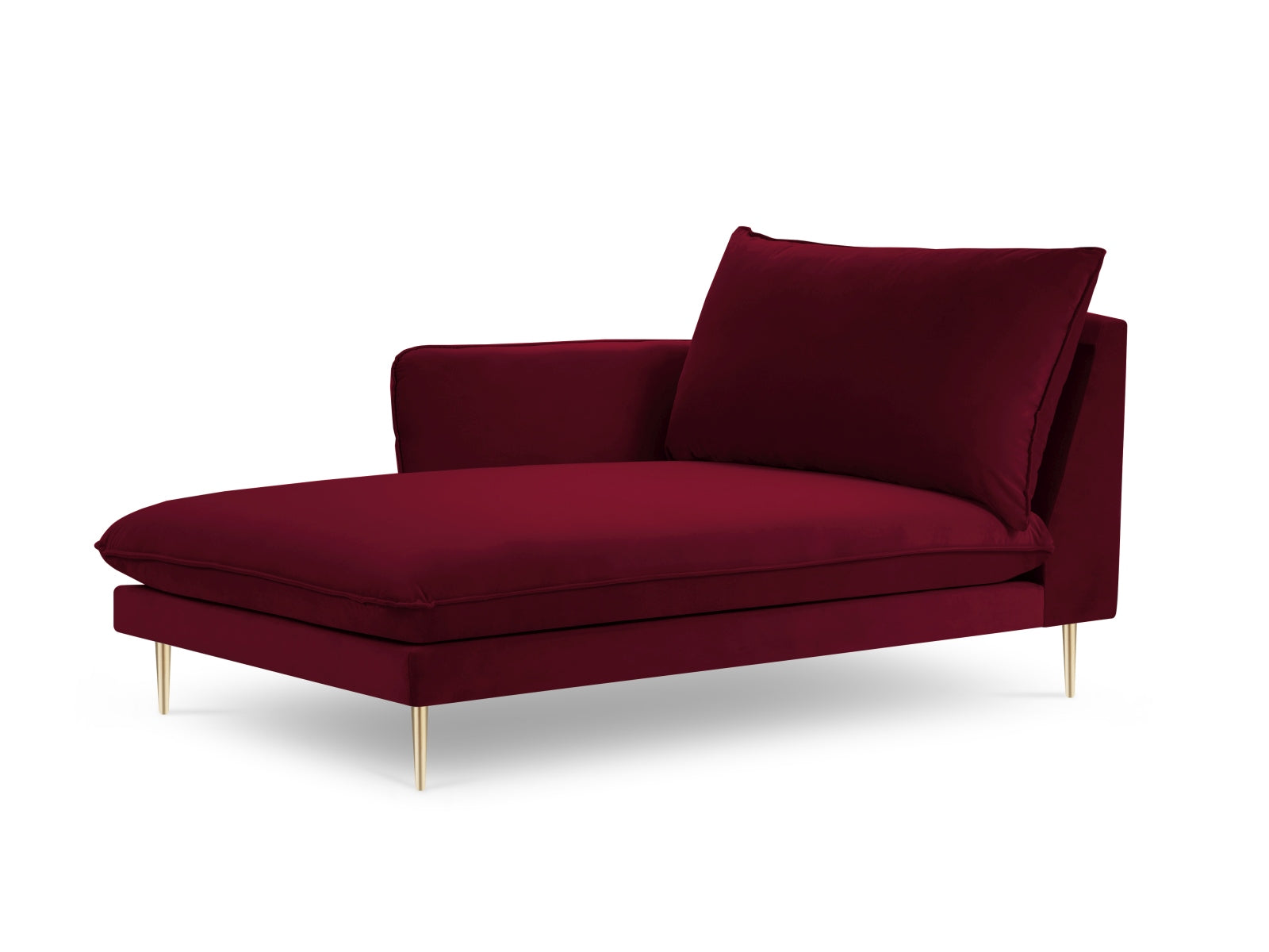 Vienna Velour Sofa Chaise Lounge links 1 Sitz 110cm in Red/Gold präsentiert im Onlineshop von KAQTU Design AG. L-Sofa links ist von Cosmopolitan Design