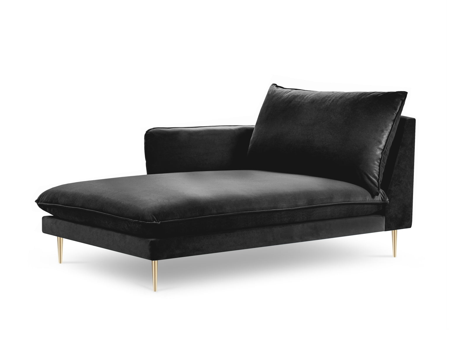 Vienna Velour Sofa Chaise Lounge links 1 Sitz 110cm in Black/Gold präsentiert im Onlineshop von KAQTU Design AG. L-Sofa links ist von Cosmopolitan Design
