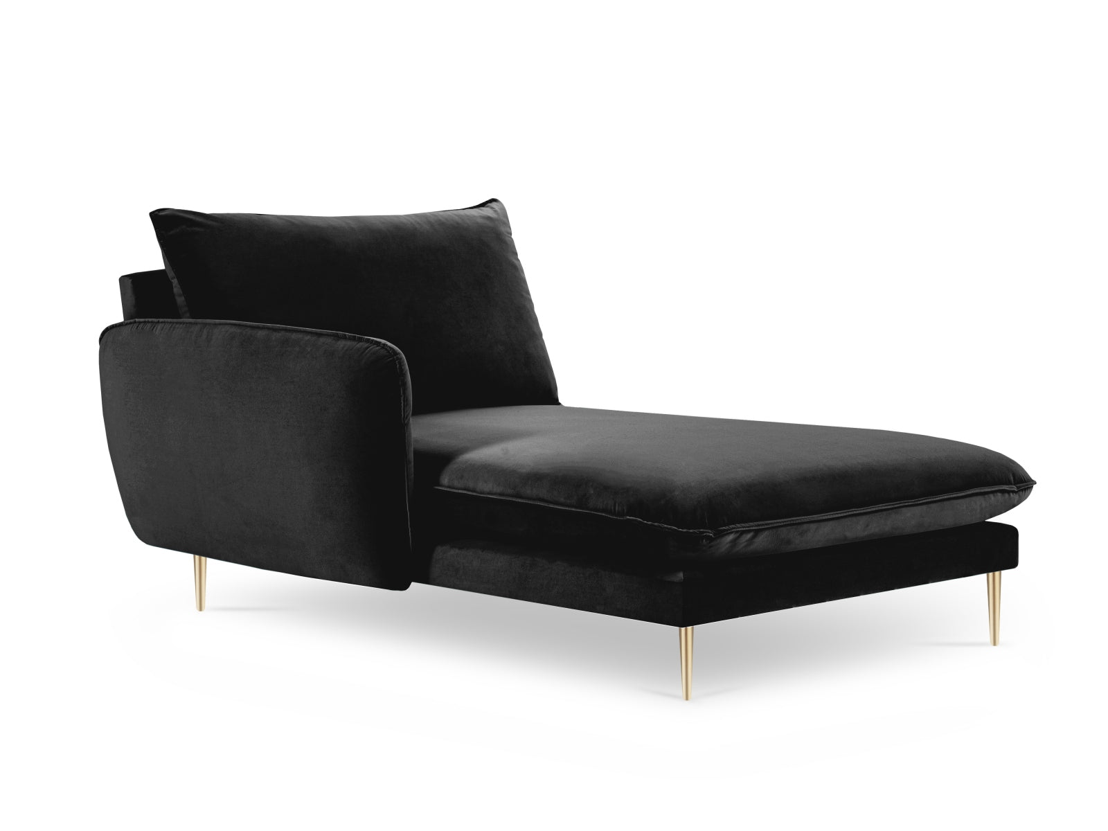 Erleben Sie das Vienna Velour Sofa Chaise Lounge links von Cosmopolitan Design – ein stilvolles Möbelstück mit 110 cm Sitzfläche, das Eleganz und höchsten Komfort vereint.