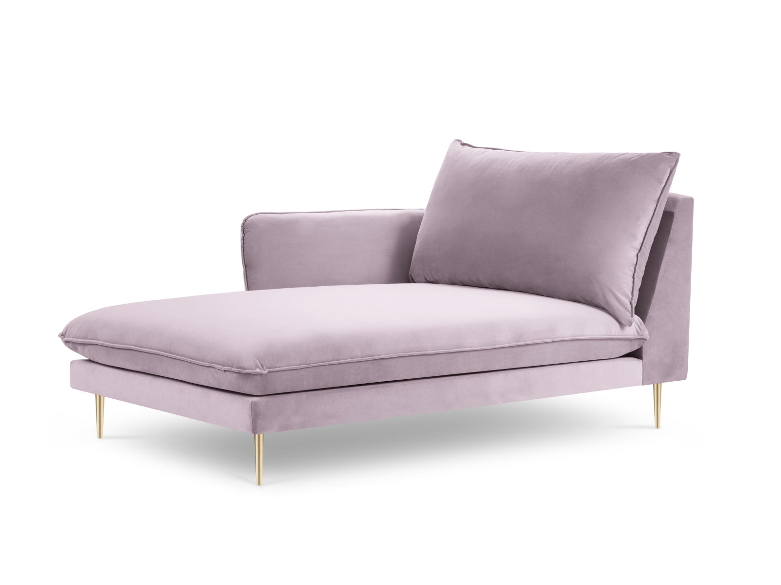 Vienna Velour Sofa Chaise Lounge links 1 Sitz 110cm in Lavender/Gold präsentiert im Onlineshop von KAQTU Design AG. L-Sofa links ist von Cosmopolitan Design