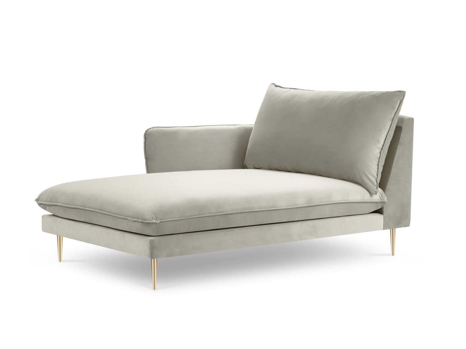 Vienna Velour Sofa Chaise Lounge links 1 Sitz 110cm in Beige/Gold präsentiert im Onlineshop von KAQTU Design AG. L-Sofa links ist von Cosmopolitan Design
