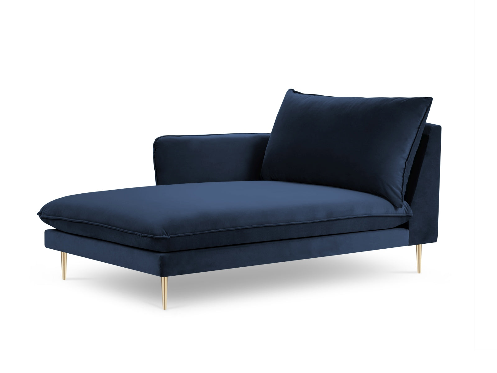 Vienna Velour Sofa Chaise Lounge links 1 Sitz 110cm in Royal Blue/Gold präsentiert im Onlineshop von KAQTU Design AG. L-Sofa links ist von Cosmopolitan Design