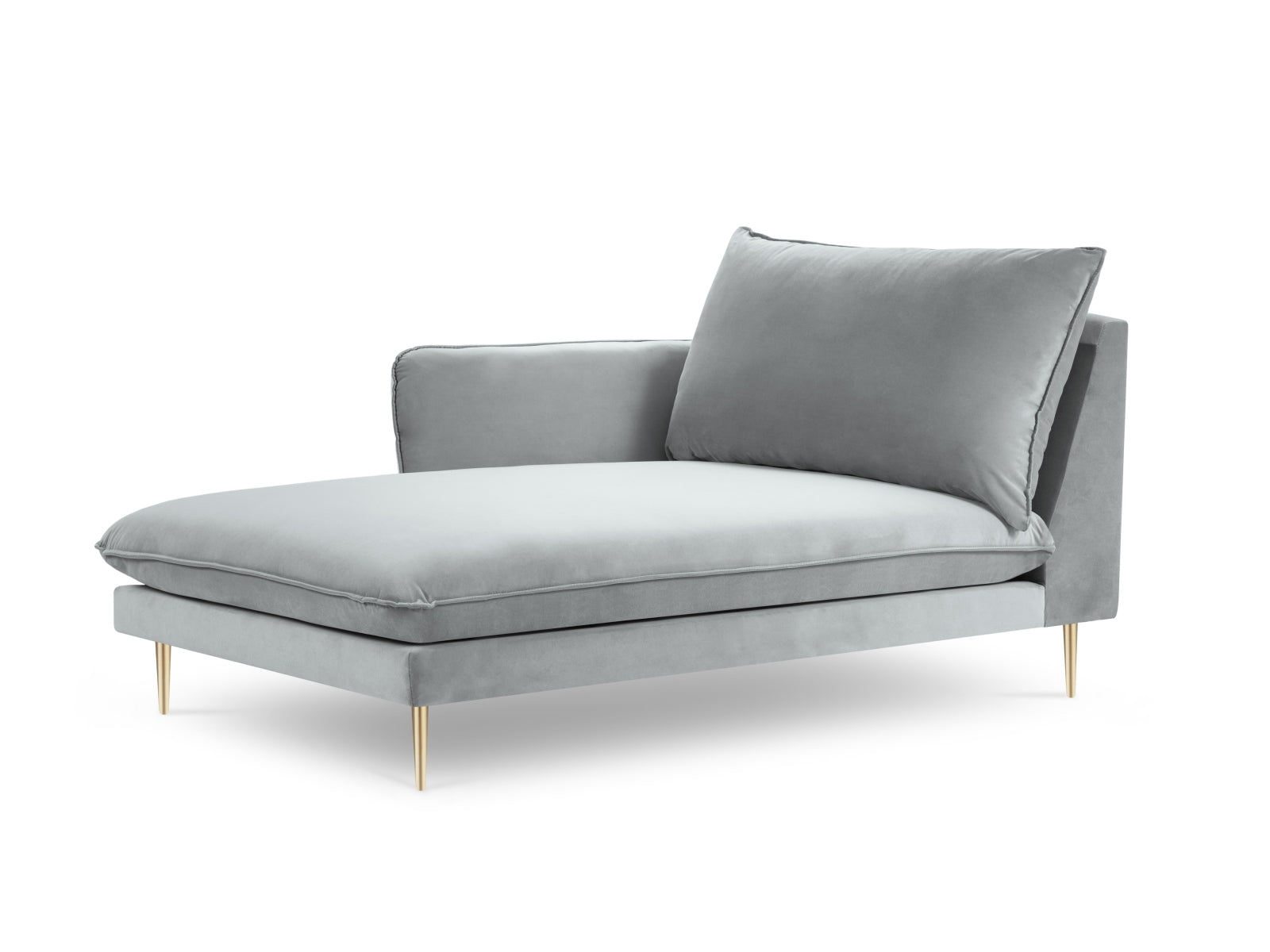 Vienna Velour Sofa Chaise Lounge links 1 Sitz 110cm in Light Grey/Gold präsentiert im Onlineshop von KAQTU Design AG. L-Sofa links ist von Cosmopolitan Design