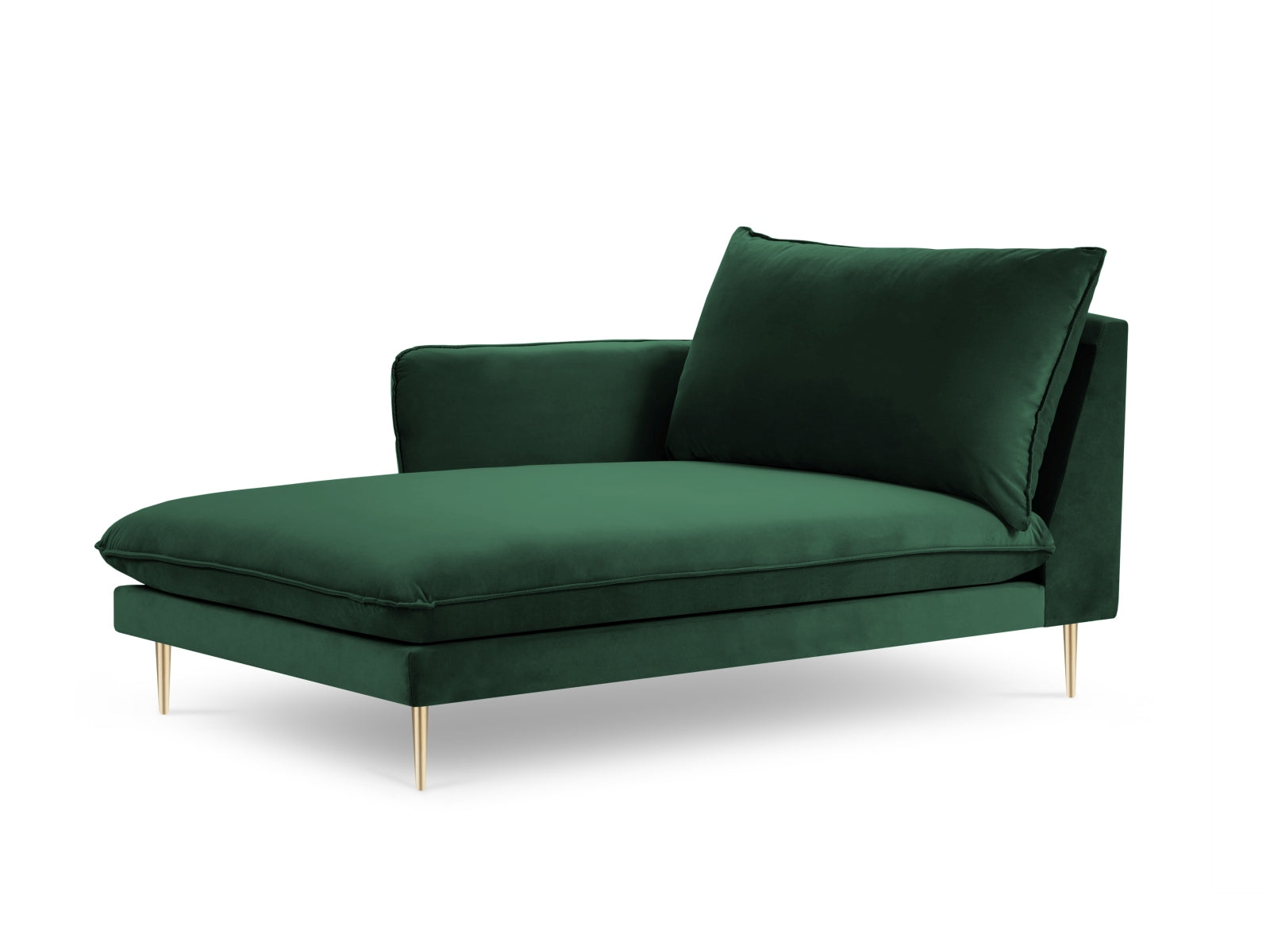 Vienna Velour Sofa Chaise Lounge links 1 Sitz 110cm in Bottle Green/Gold präsentiert im Onlineshop von KAQTU Design AG. L-Sofa links ist von Cosmopolitan Design