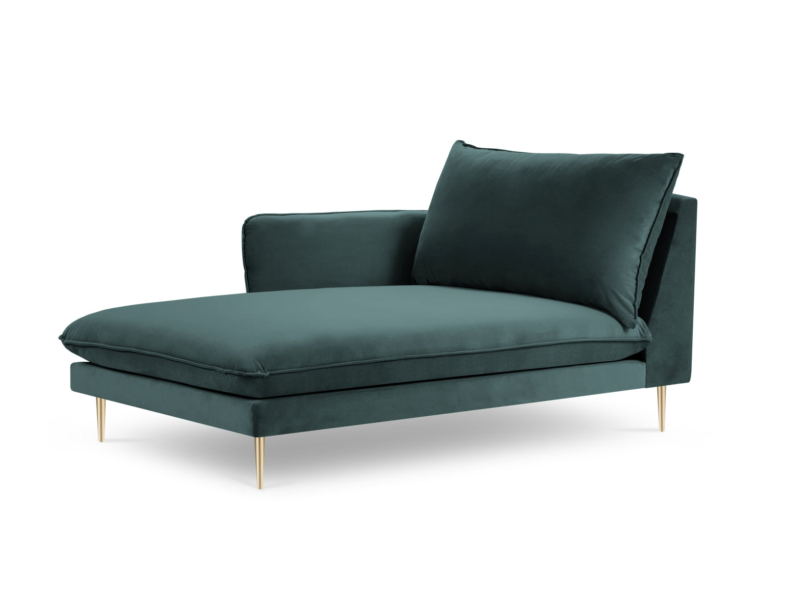 Vienna Velour Sofa Chaise Lounge links 1 Sitz 110cm in Petrol/Gold präsentiert im Onlineshop von KAQTU Design AG. L-Sofa links ist von Cosmopolitan Design