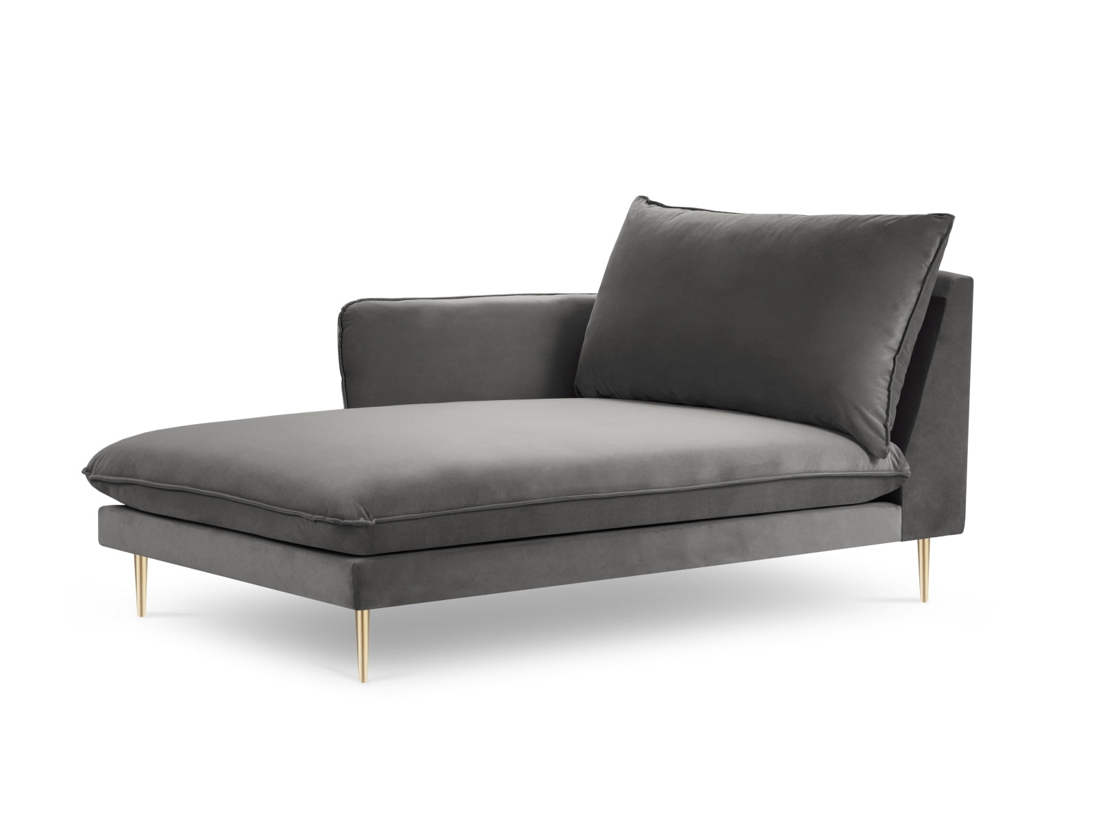 Vienna Velour Sofa Chaise Lounge links 1 Sitz 110cm in Grey/Gold präsentiert im Onlineshop von KAQTU Design AG. L-Sofa links ist von Cosmopolitan Design