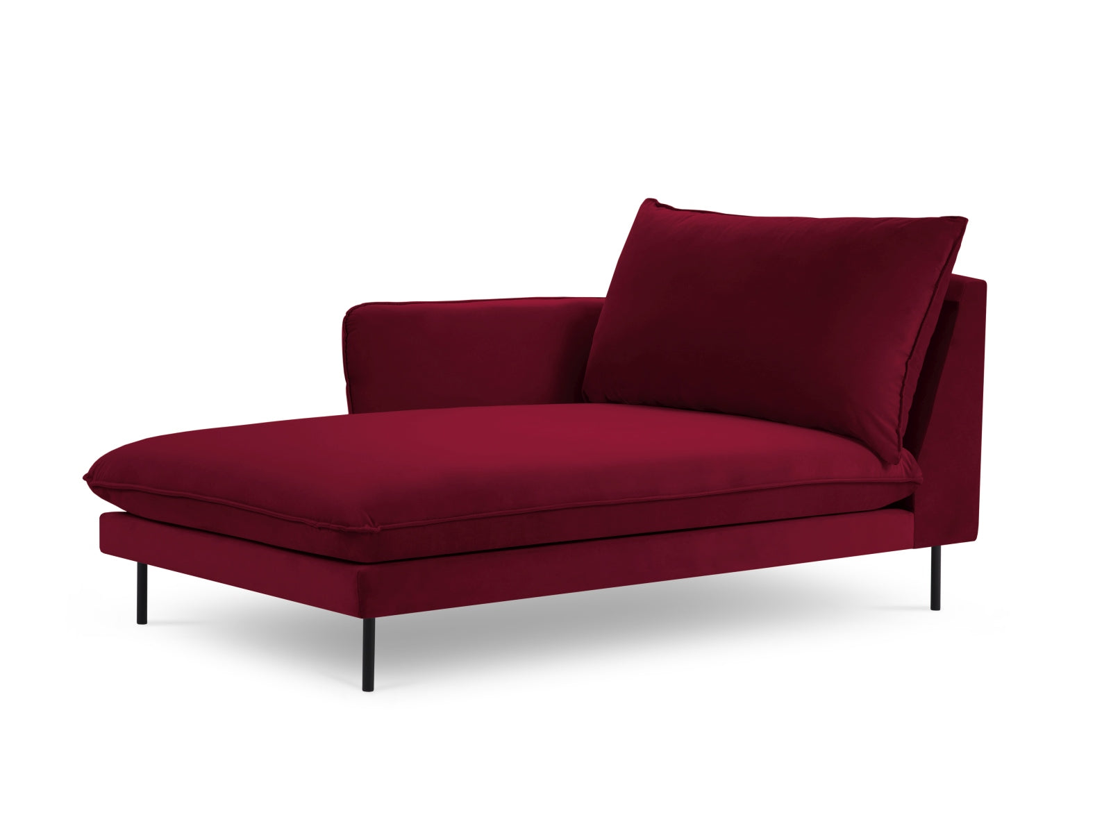 Vienna Velour Sofa Chaise Lounge links 1 Sitz 110cm in Red/Schwarz präsentiert im Onlineshop von KAQTU Design AG. L-Sofa links ist von Cosmopolitan Design