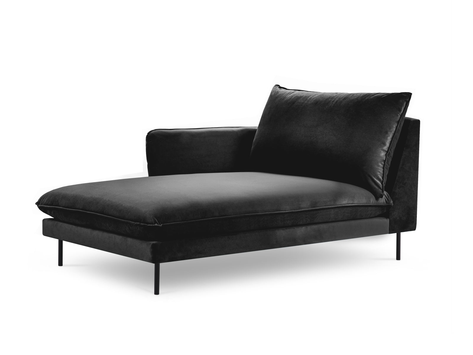 Vienna Velour Sofa Chaise Lounge links 1 Sitz 110cm in Black/Schwarz präsentiert im Onlineshop von KAQTU Design AG. L-Sofa links ist von Cosmopolitan Design