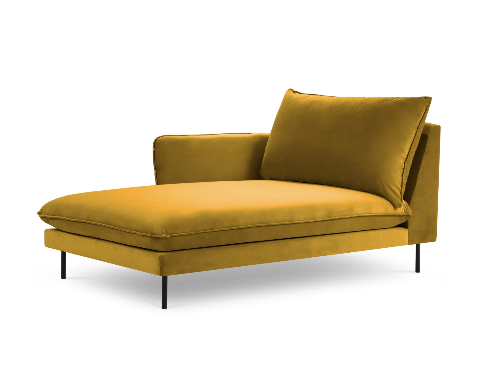 Vienna Velour Sofa Chaise Lounge links 1 Sitz 110cm in Yellow/Schwarz präsentiert im Onlineshop von KAQTU Design AG. L-Sofa links ist von Cosmopolitan Design