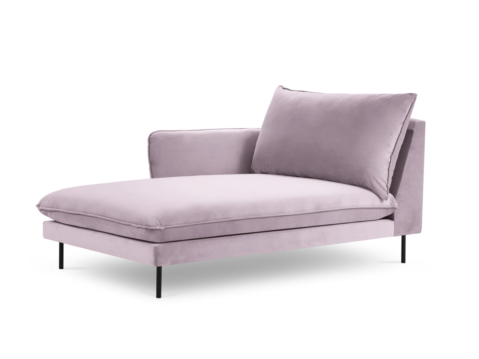 Entdecken Sie das elegante Vienna Velour Sofa Chaise Lounge links von Cosmopolitan Design. Mit 110 cm Sitzfläche vereint es Stil und Komfort für Ihr Zuhause.