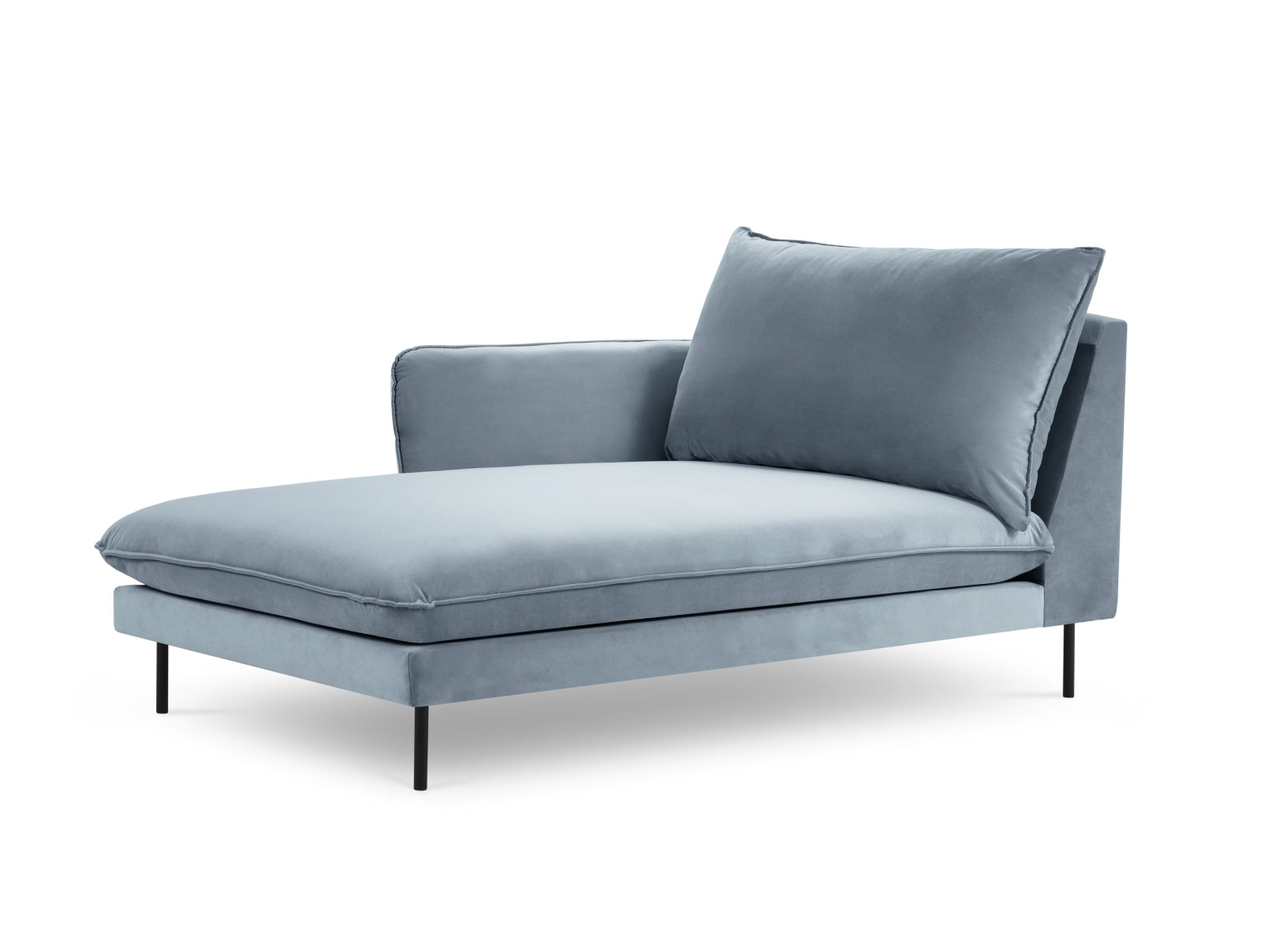 Vienna Velour Sofa Chaise Lounge links 1 Sitz 110cm in Blue/Schwarz präsentiert im Onlineshop von KAQTU Design AG. L-Sofa links ist von Cosmopolitan Design