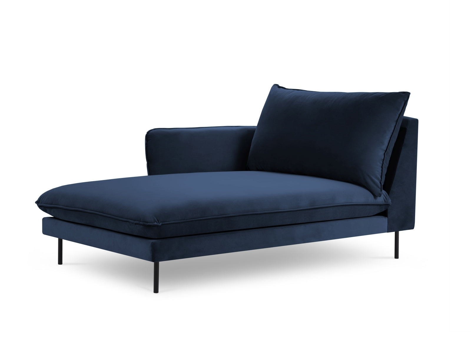Vienna Velour Sofa Chaise Lounge links 1 Sitz 110cm in Royal Blue/Schwarz präsentiert im Onlineshop von KAQTU Design AG. L-Sofa links ist von Cosmopolitan Design
