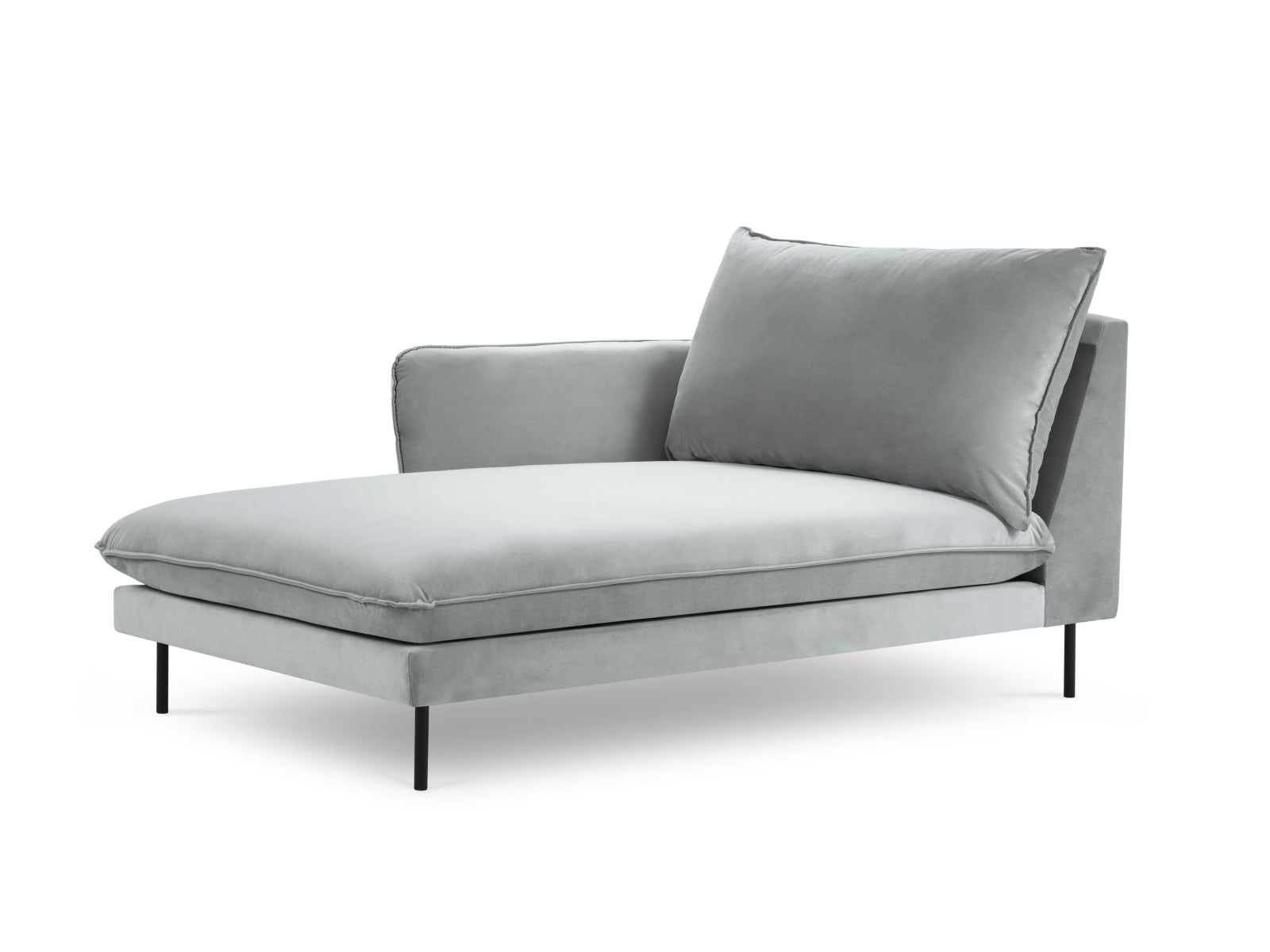 Vienna Velour Sofa Chaise Lounge links 1 Sitz 110cm in Light Grey/Schwarz präsentiert im Onlineshop von KAQTU Design AG. L-Sofa links ist von Cosmopolitan Design
