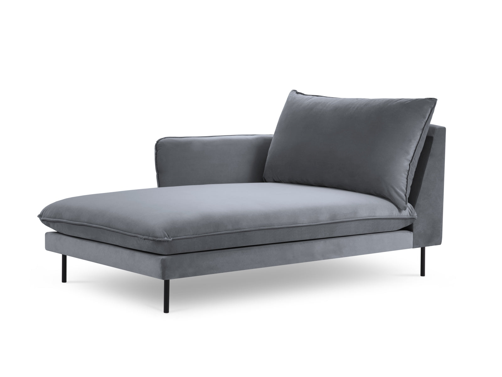 Vienna Velour Sofa Chaise Lounge links 1 Sitz 110cm in Blue Grey/Schwarz präsentiert im Onlineshop von KAQTU Design AG. L-Sofa links ist von Cosmopolitan Design