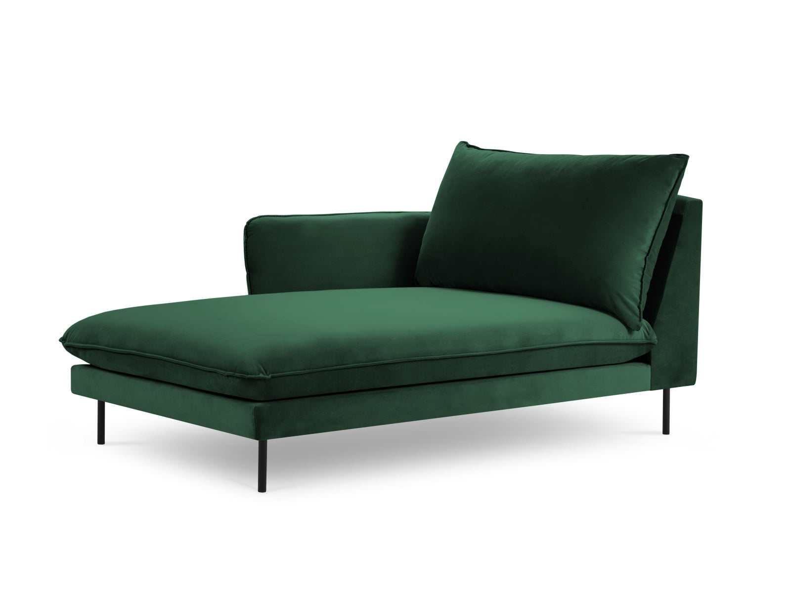 Vienna Velour Sofa Chaise Lounge links 1 Sitz 110cm in Bottle Green/Schwarz präsentiert im Onlineshop von KAQTU Design AG. L-Sofa links ist von Cosmopolitan Design