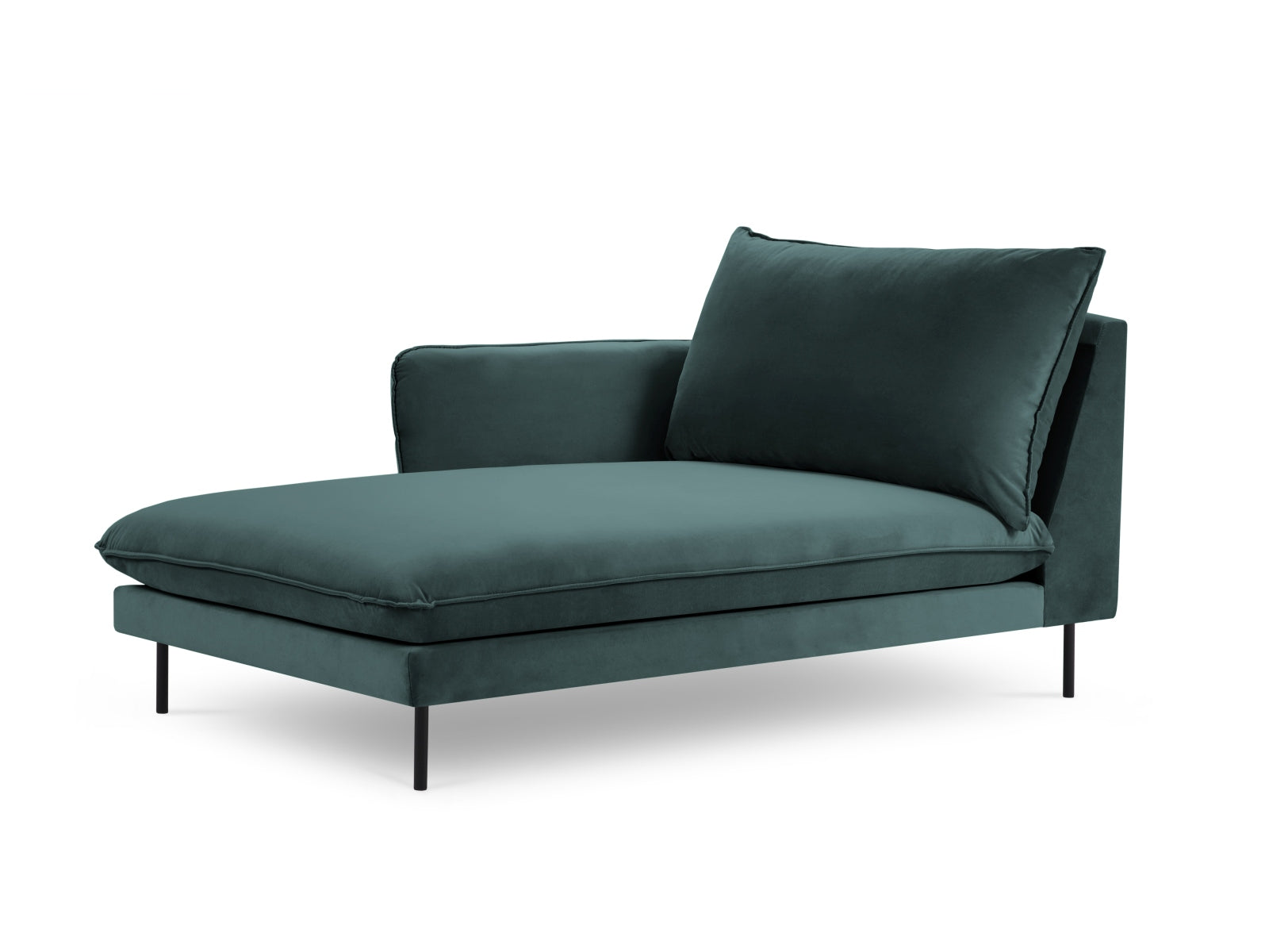 Vienna Velour Sofa Chaise Lounge links 1 Sitz 110cm in Petrol/Schwarz präsentiert im Onlineshop von KAQTU Design AG. L-Sofa links ist von Cosmopolitan Design
