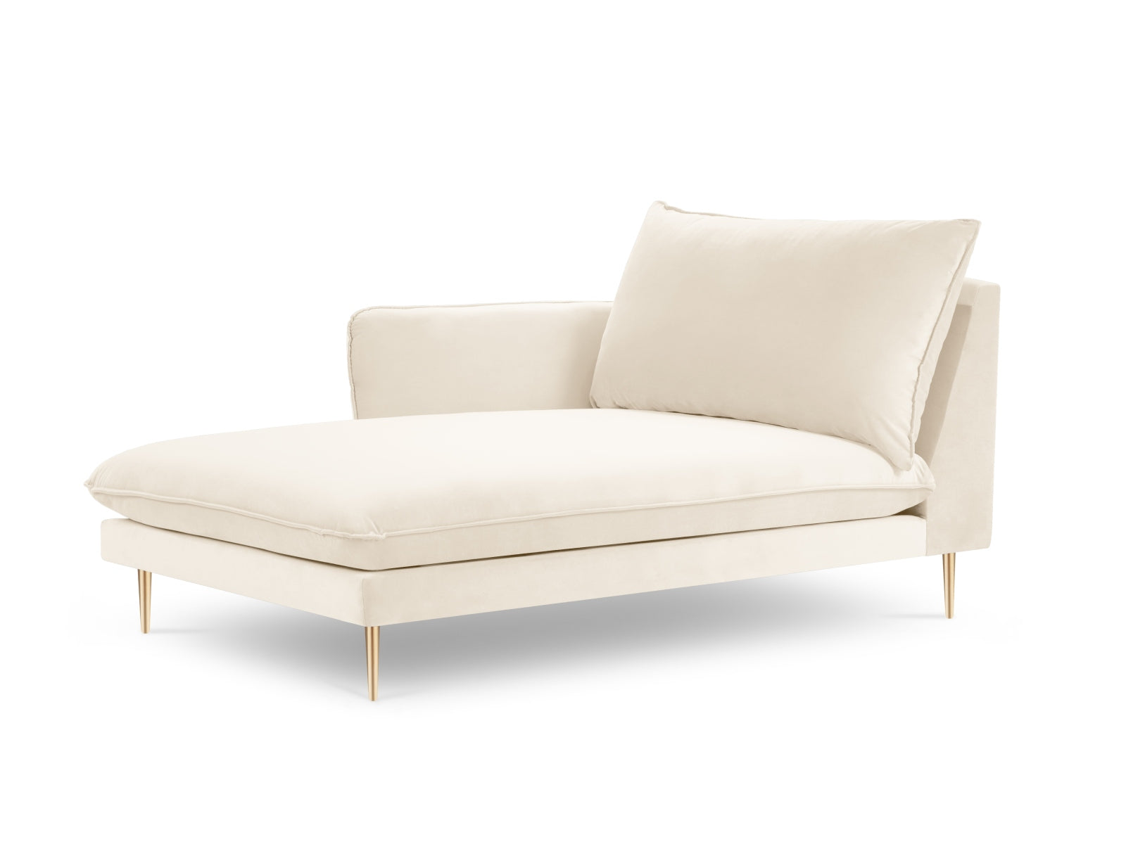 Vienna Velour Sofa Chaise Lounge links 1 Sitz 110cm in Light Beige/Gold präsentiert im Onlineshop von KAQTU Design AG. L-Sofa links ist von Cosmopolitan Design