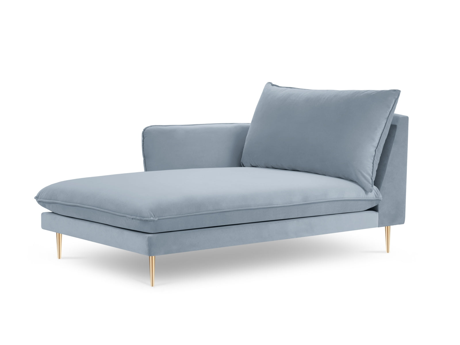 Vienna Velour Sofa Chaise Lounge links 1 Sitz 110cm in Light Blue/Gold präsentiert im Onlineshop von KAQTU Design AG. L-Sofa links ist von Cosmopolitan Design