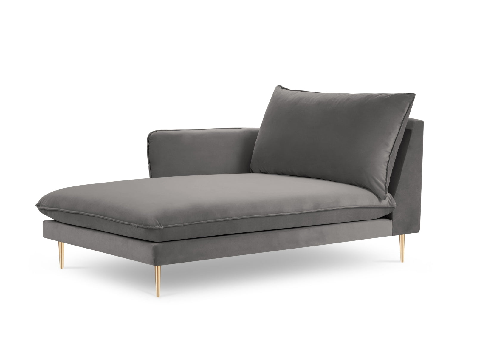 Vienna Velour Sofa Chaise Lounge links 1 Sitz 110cm in Light Grey/Gold präsentiert im Onlineshop von KAQTU Design AG. L-Sofa links ist von Cosmopolitan Design