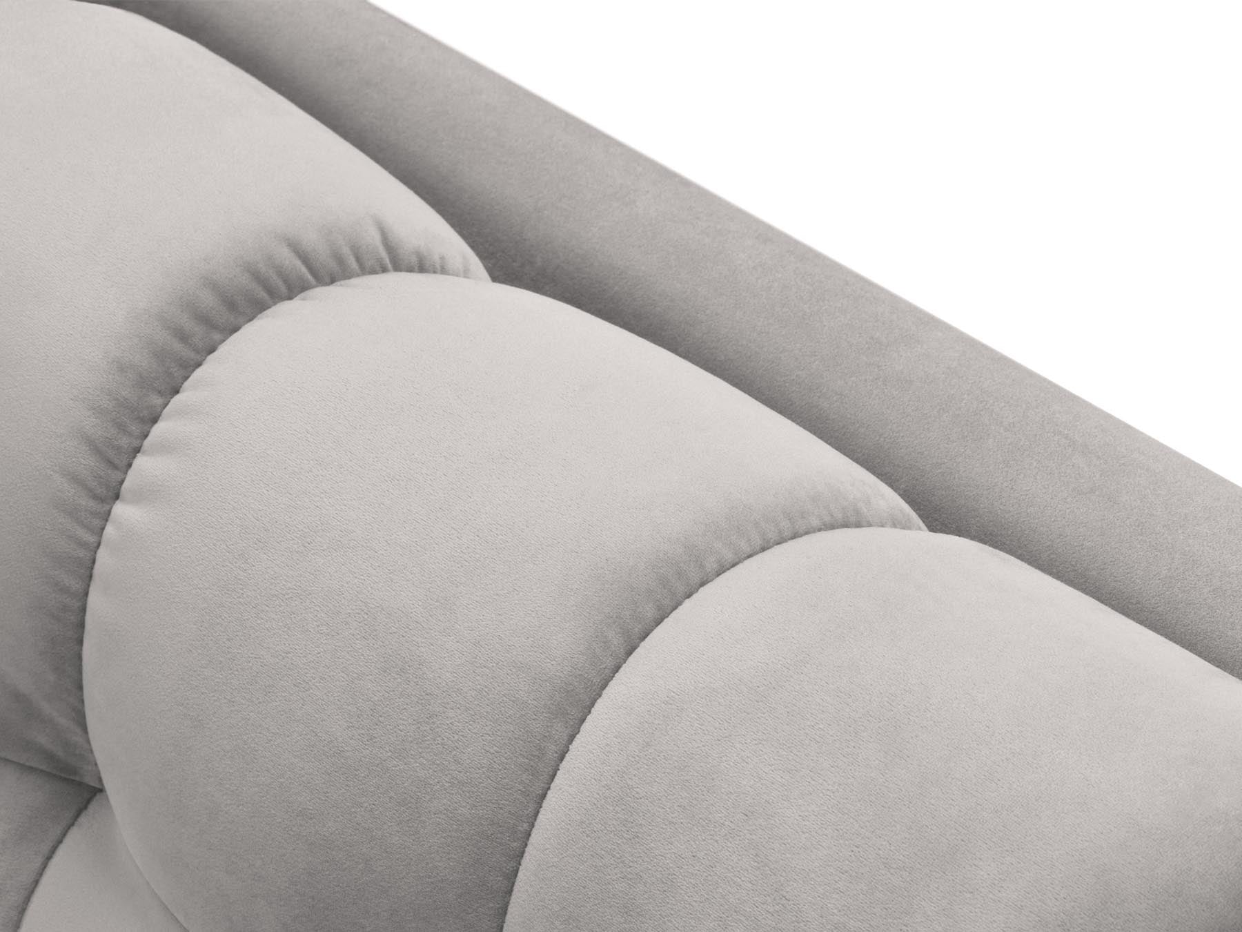 Stylische linke Chaise Longue Bali in Silver-Bluvel, perfekt für gemütliche Stunden und zeitgemäße Einrichtung. Teil des modularen Sofas von Cosmopolitan Design.