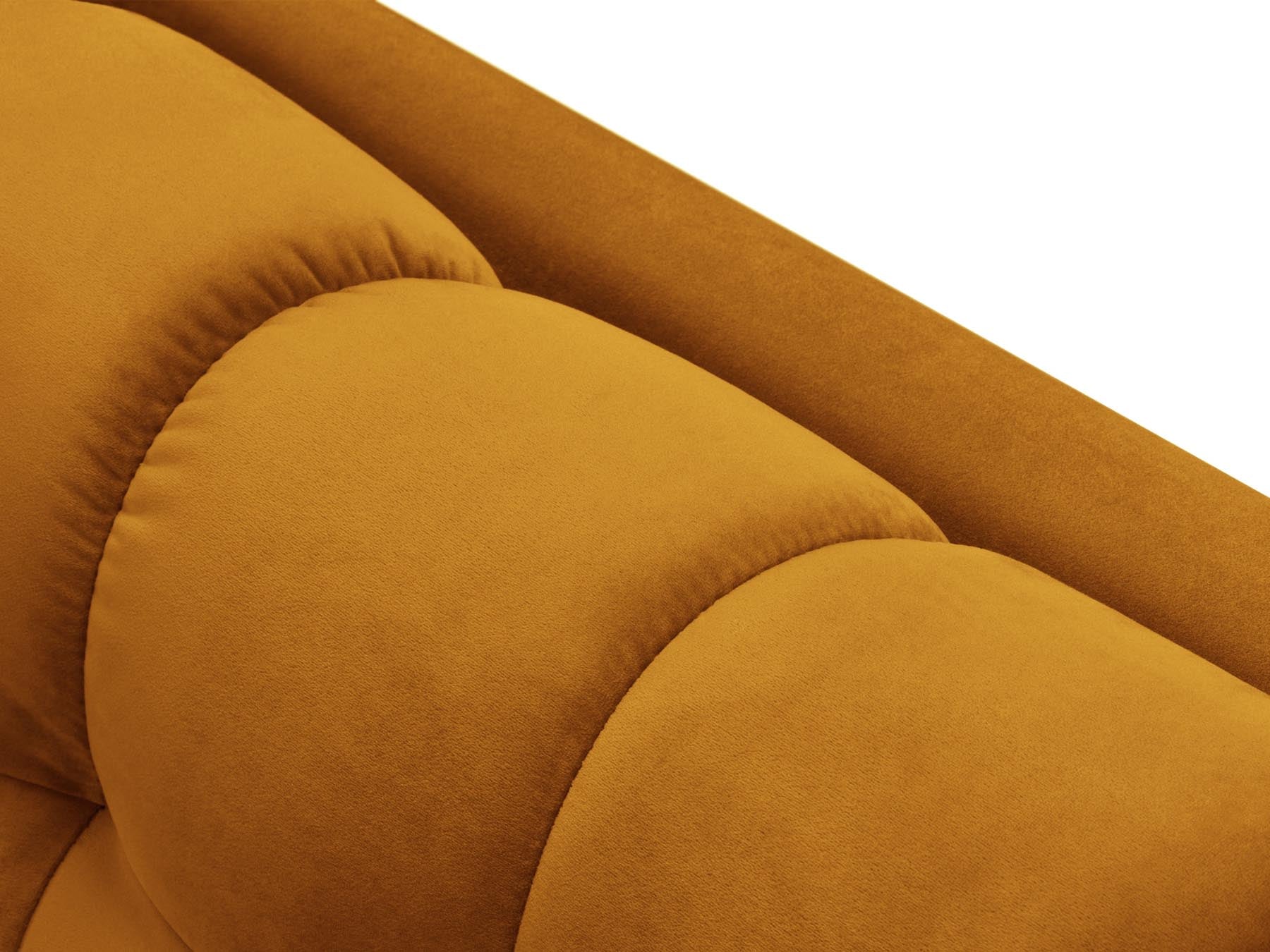 Elegante linke Chaise Longue Bali in leuchtendem Gelb, perfekt für trendbewusste Wohnkonzepte und entspannende Rückzugsorte.