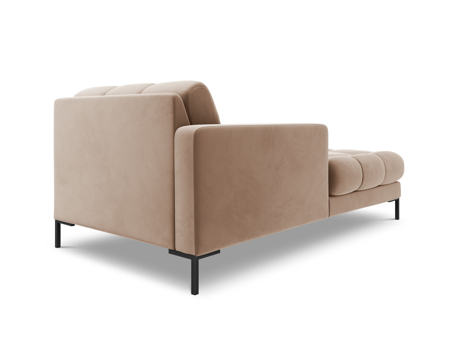 Elegante 1-Sitzer Chaise Longue links Bali in sanftem Beige-Bluvel, ideal für moderne Wohnräume und entspannende Momente.