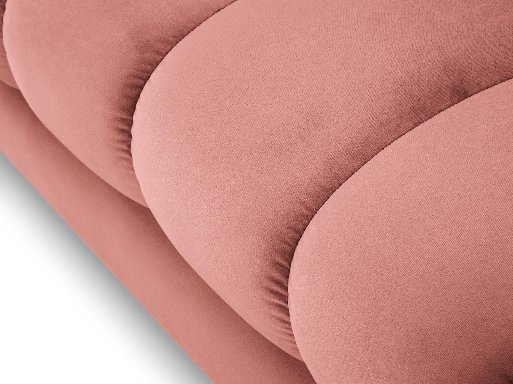 Moderne 1-Sitzer Chaise Longue links Bali in ansprechendem Pink-Bluvel, perfekt für kreative Raumgestaltungen und gemütliche Entspannung.