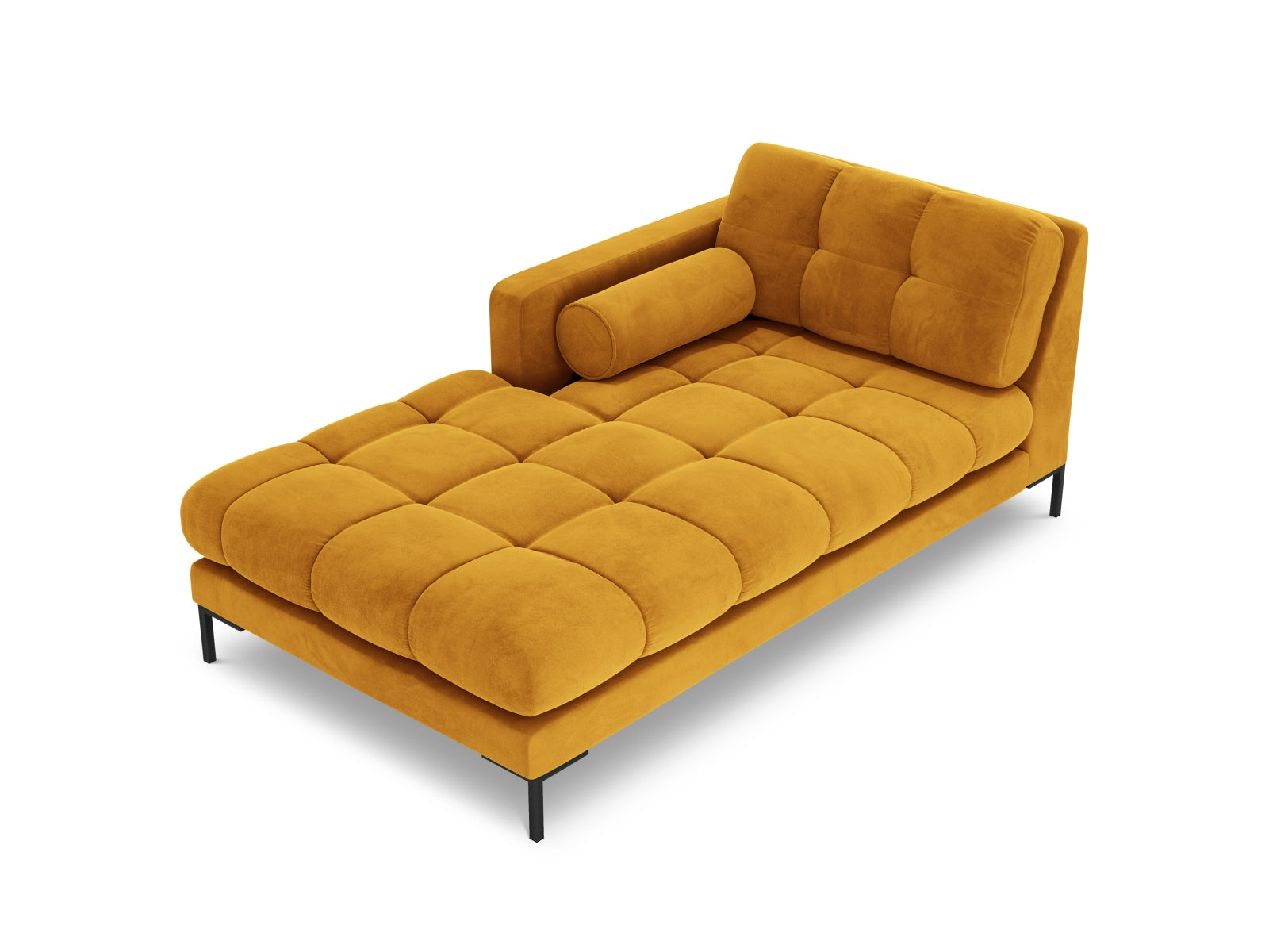 Elegante 1-Sitzer Chaise Longue links Bali in strahlendem Gelb, ideal für stilvolle Wohnräume und vielseitige Sofa-Kombinationen.