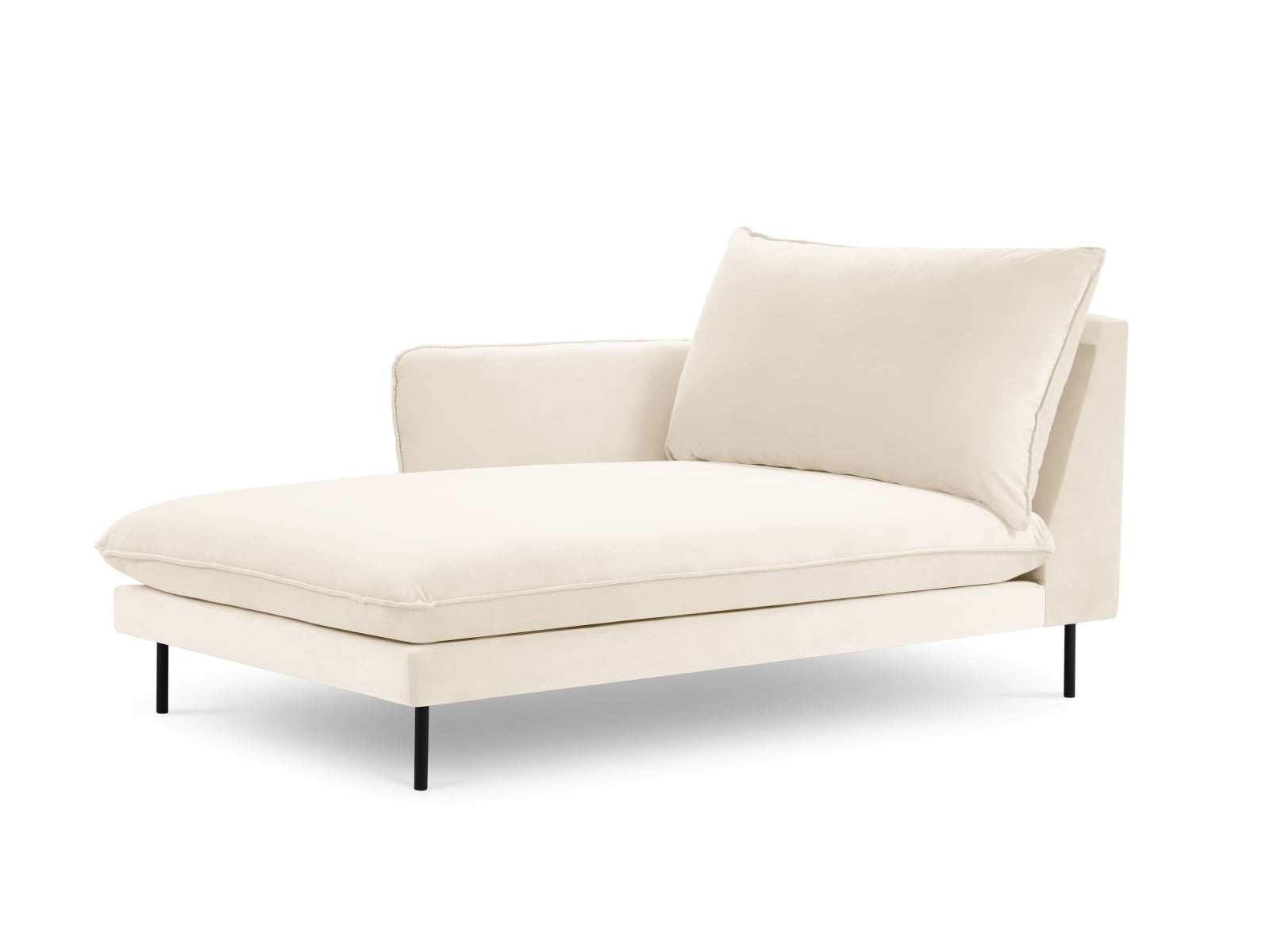 Vienna Velour Sofa Chaise Lounge links 1 Sitz 110cm in Light Beige/Schwarz präsentiert im Onlineshop von KAQTU Design AG. L-Sofa links ist von Cosmopolitan Design