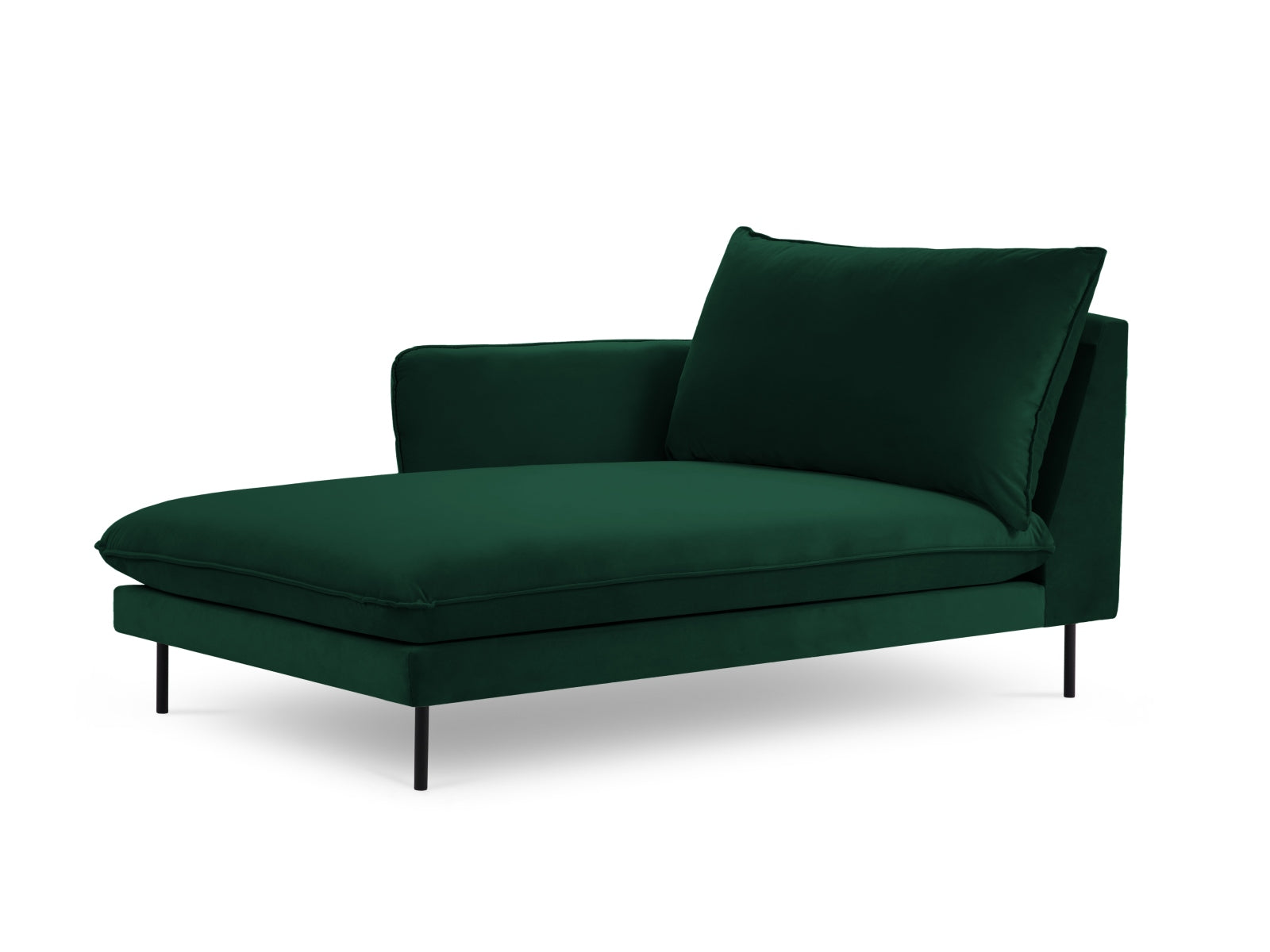 Vienna Velour Sofa Chaise Lounge links 1 Sitz 110cm in Bottle Green/Schwarz präsentiert im Onlineshop von KAQTU Design AG. L-Sofa links ist von Cosmopolitan Design