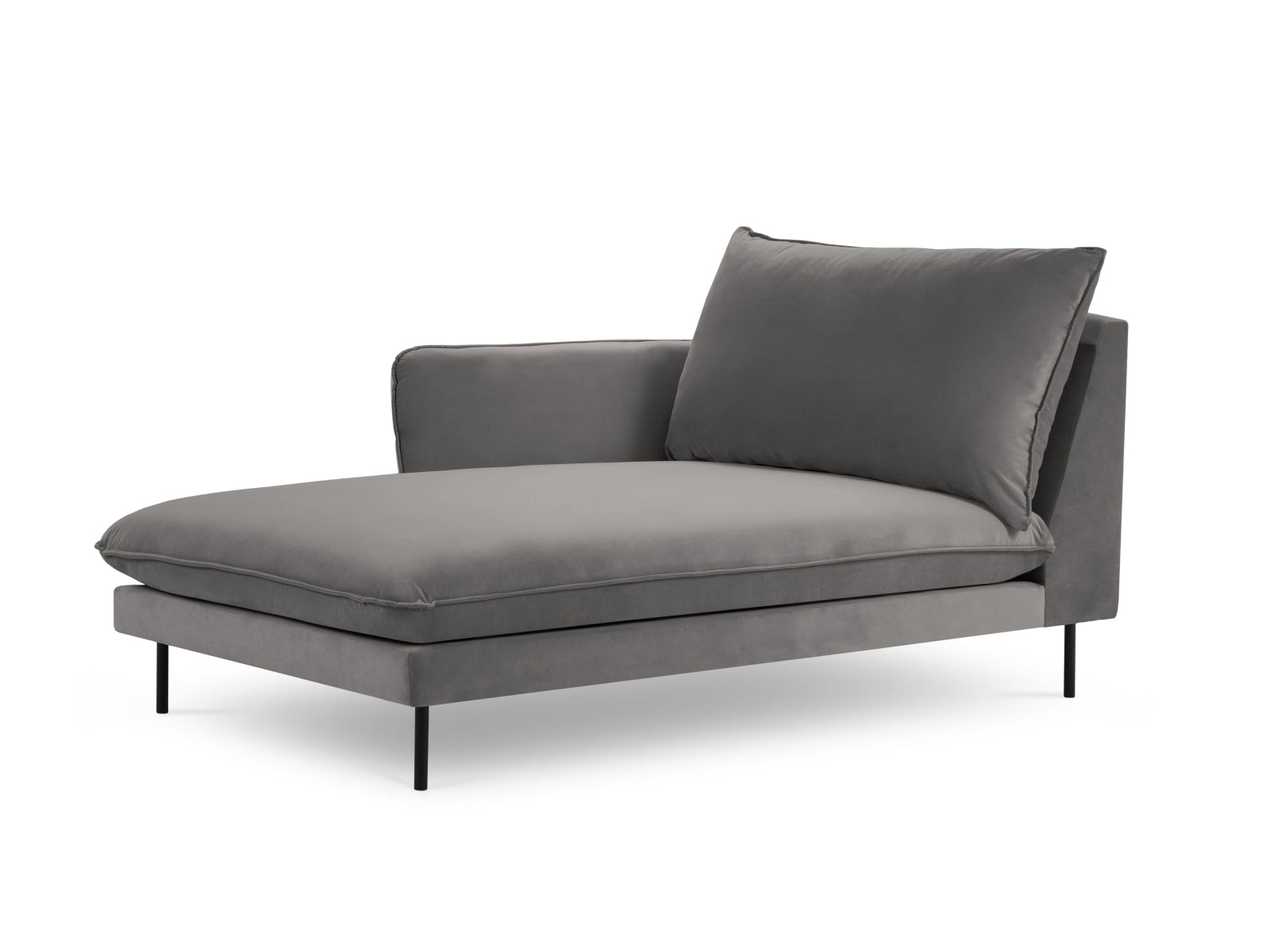 Vienna Velour Sofa Chaise Lounge links 1 Sitz 110cm in Light Grey/Schwarz präsentiert im Onlineshop von KAQTU Design AG. L-Sofa links ist von Cosmopolitan Design
