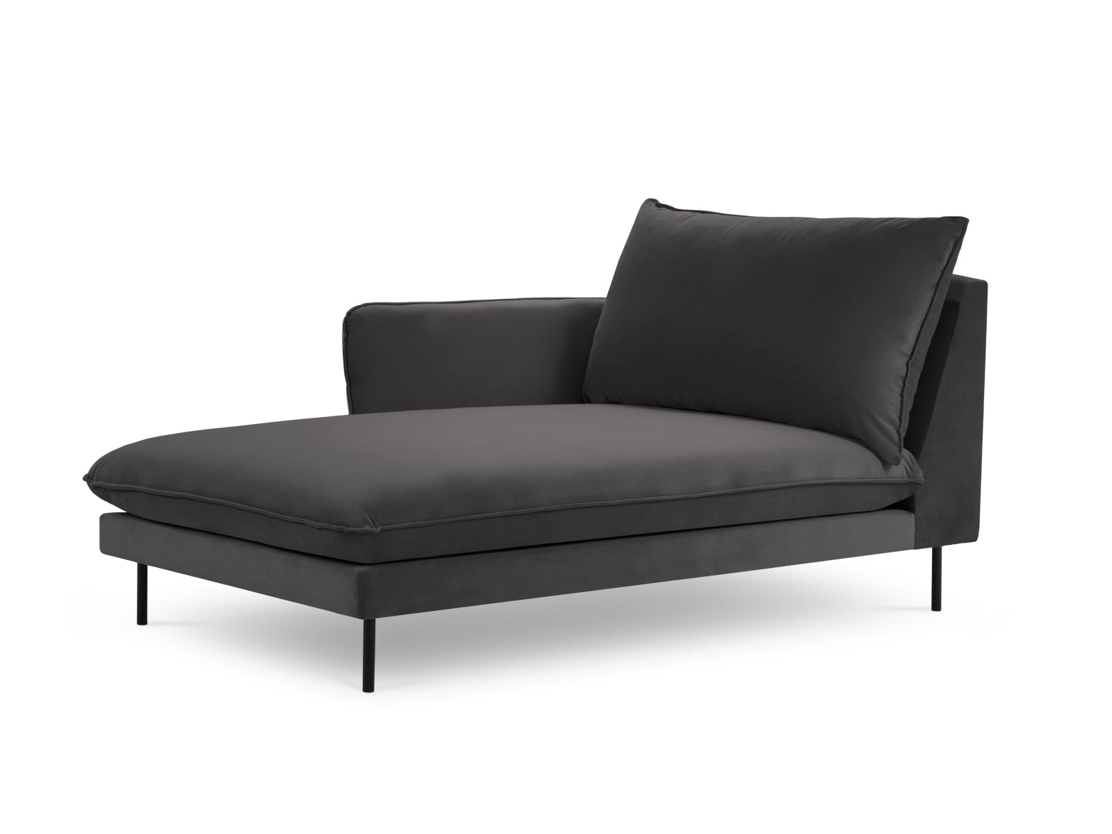 Vienna Velour Sofa Chaise Lounge links 1 Sitz 110cm in Dark Grey/Schwarz präsentiert im Onlineshop von KAQTU Design AG. L-Sofa links ist von Cosmopolitan Design