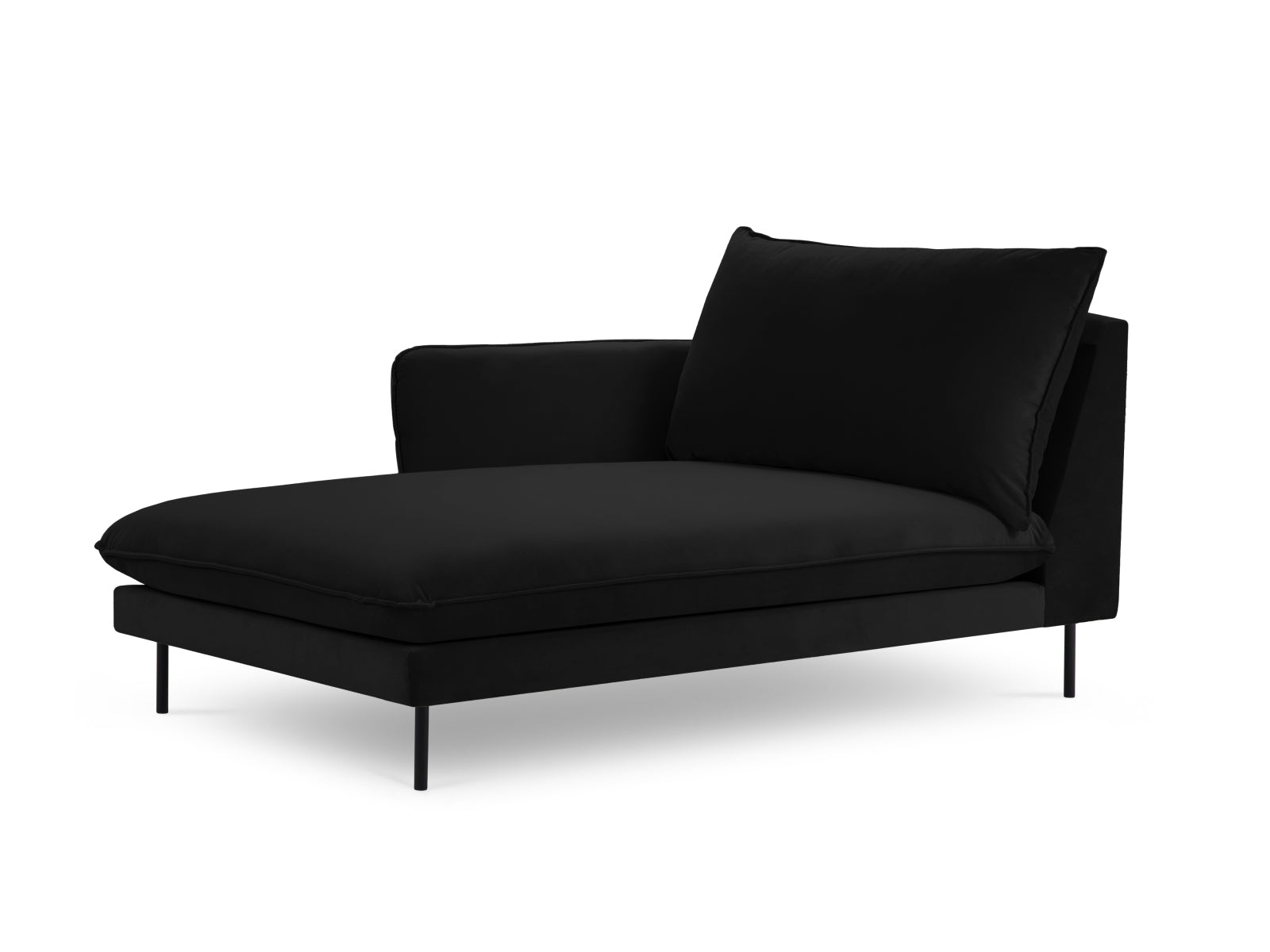 Vienna Velour Sofa Chaise Lounge links 1 Sitz 110cm in Black/Schwarz präsentiert im Onlineshop von KAQTU Design AG. L-Sofa links ist von Cosmopolitan Design