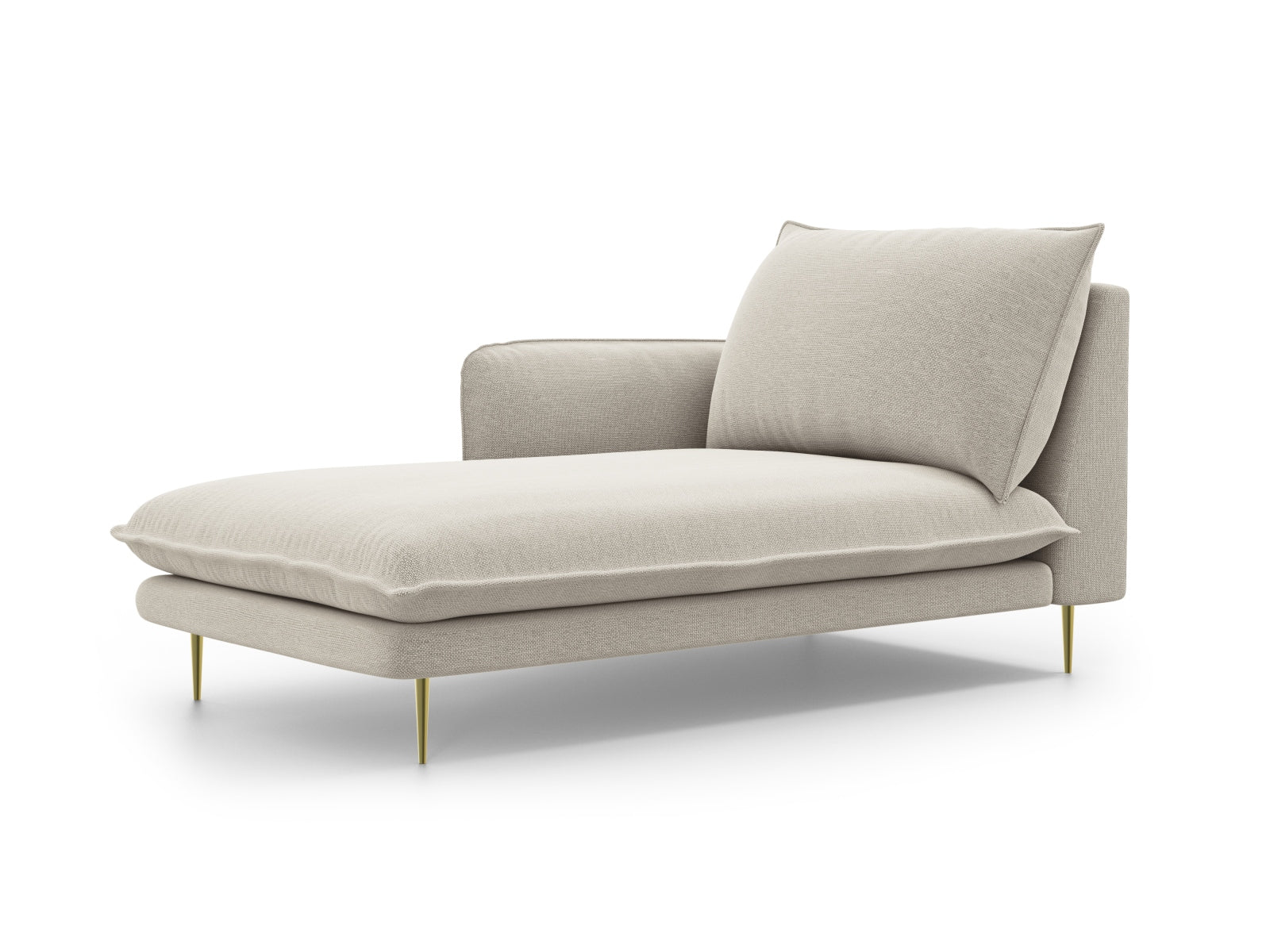 Vienna Sofa Chaise Lounge links 1 Sitz 110cm in Light Beige/Gold-Positano präsentiert im Onlineshop von KAQTU Design AG. L-Sofa links ist von Cosmopolitan Design