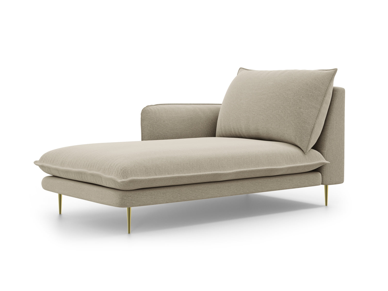 Vienna Sofa Chaise Lounge links 1 Sitz 110cm in Beige/Gold-Positano präsentiert im Onlineshop von KAQTU Design AG. L-Sofa links ist von Cosmopolitan Design