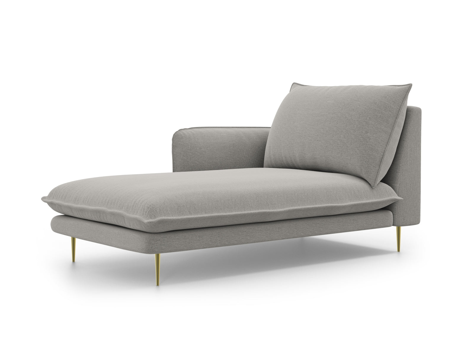 Vienna Sofa Chaise Lounge links 1 Sitz 110cm in Light Grey/Gold-Asgard/ Positano präsentiert im Onlineshop von KAQTU Design AG. L-Sofa links ist von Cosmopolitan Design