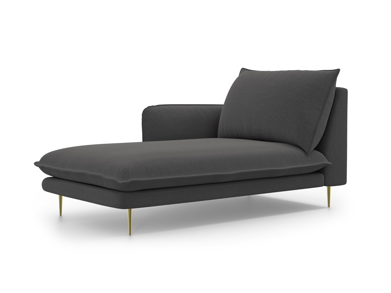 Vienna Sofa Chaise Lounge links 1 Sitz 110cm in Dark Grey/Gold-Positano präsentiert im Onlineshop von KAQTU Design AG. L-Sofa links ist von Cosmopolitan Design