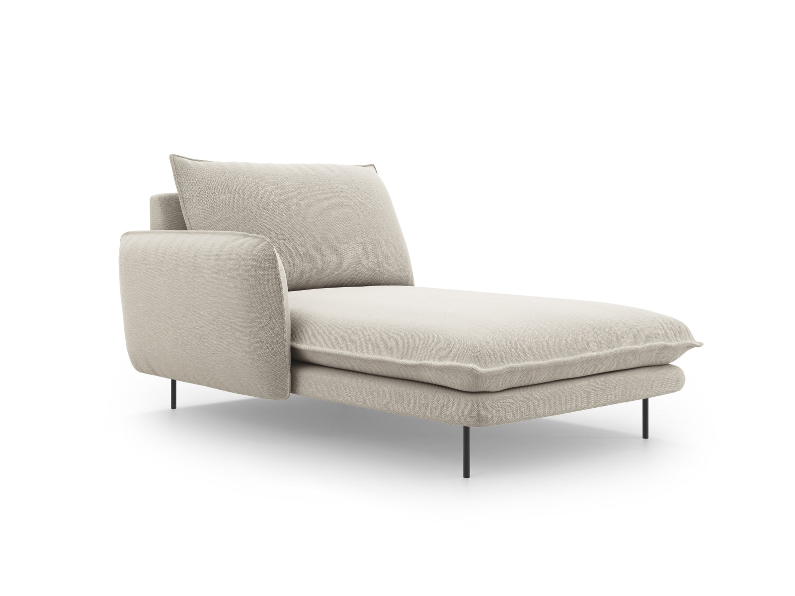 Modernes Vienna Sofa Chaise Lounge links mit 1 Sitz, in sanften Beige- und Schwarz-Tönen, perfekt für elegante Inneneinrichtungen.