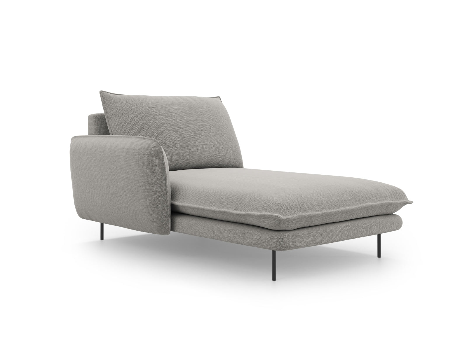 Stylisches Vienna Sofa Chaise Lounge links mit 1 Sitz, 110 cm, in dezentem Hellgrau und elegantem Schwarz, perfekt für zeitgemäße Inneneinrichtungen.
