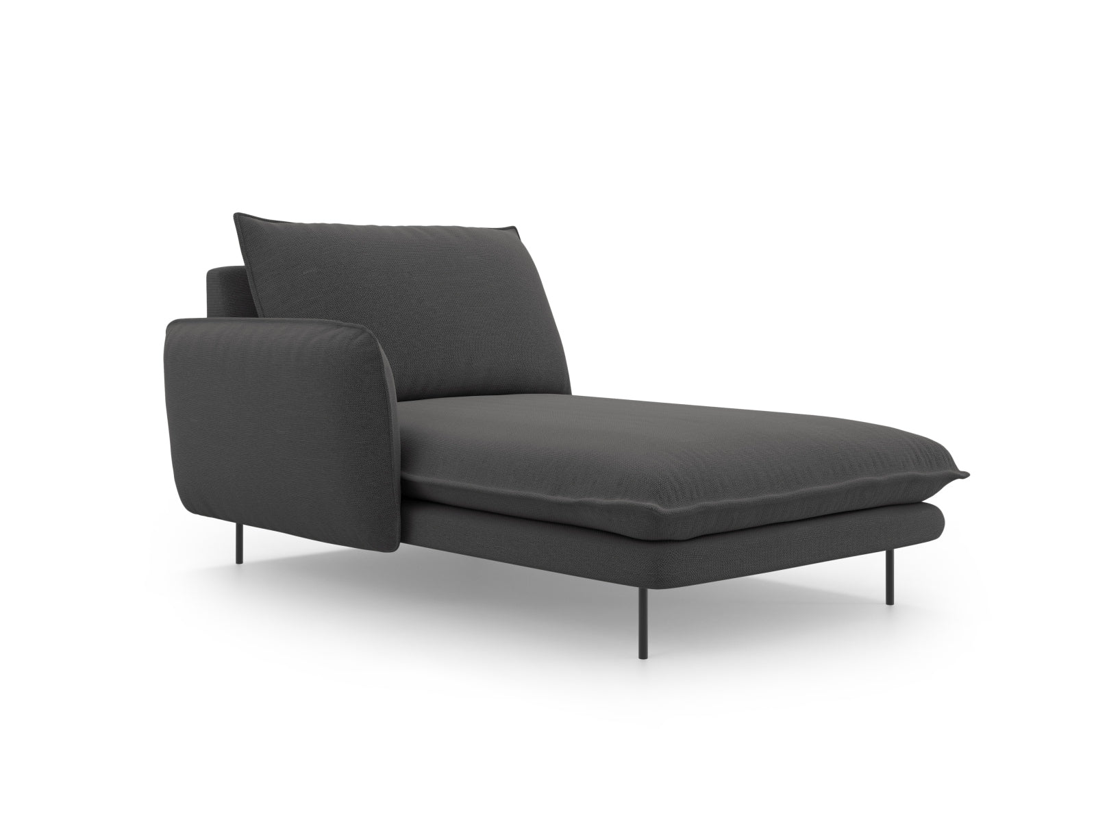 Modernes L-Sofa links mit Chaise Lounge, 1 Sitz, 110 cm, in edlem Dunkelgrau/Schwarz-Positano, perfekt für zeitgemäße Einrichtung.